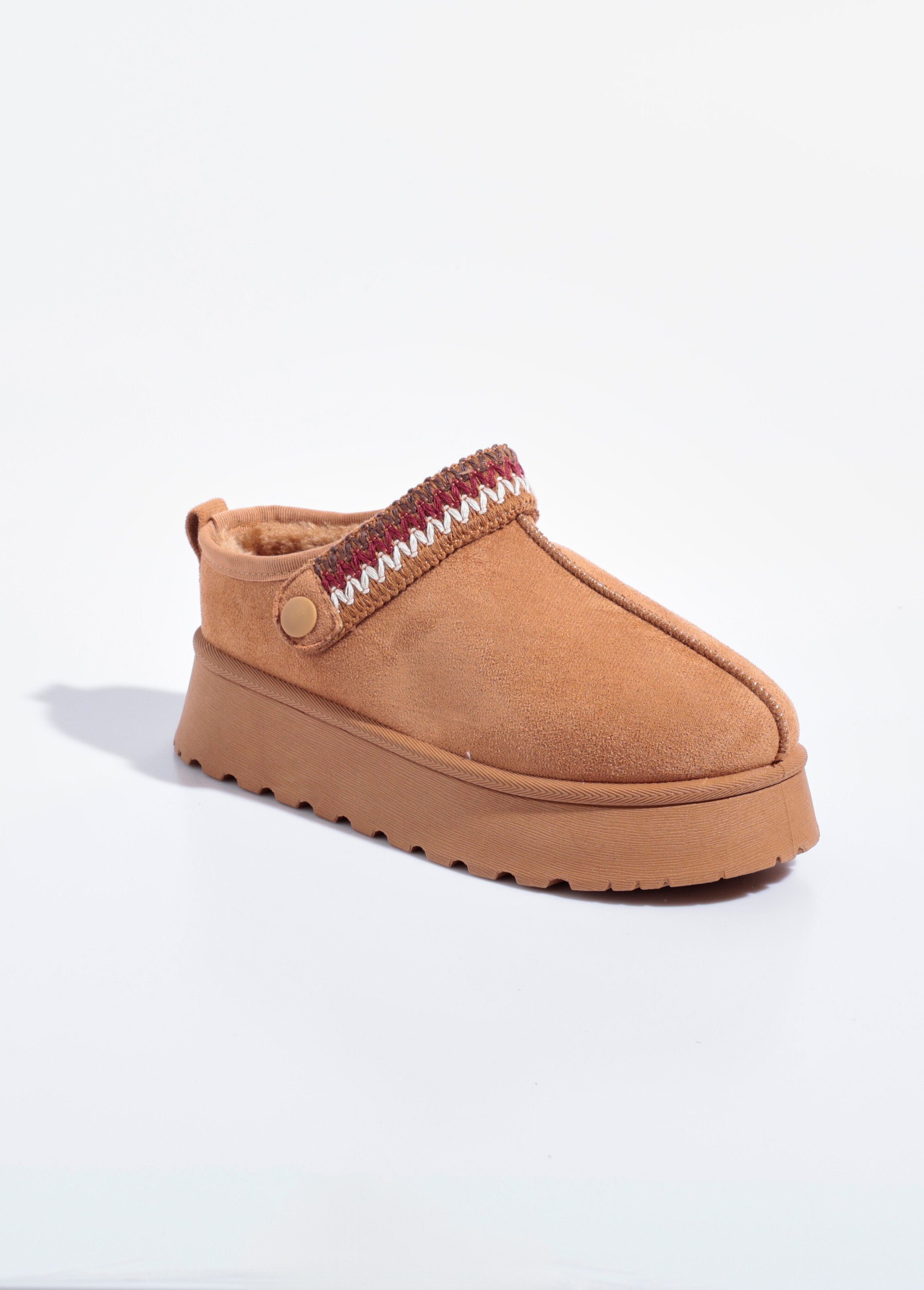 Mules compensées fourrées patte fantaisie Femme Beige QUIZ9003 FA1