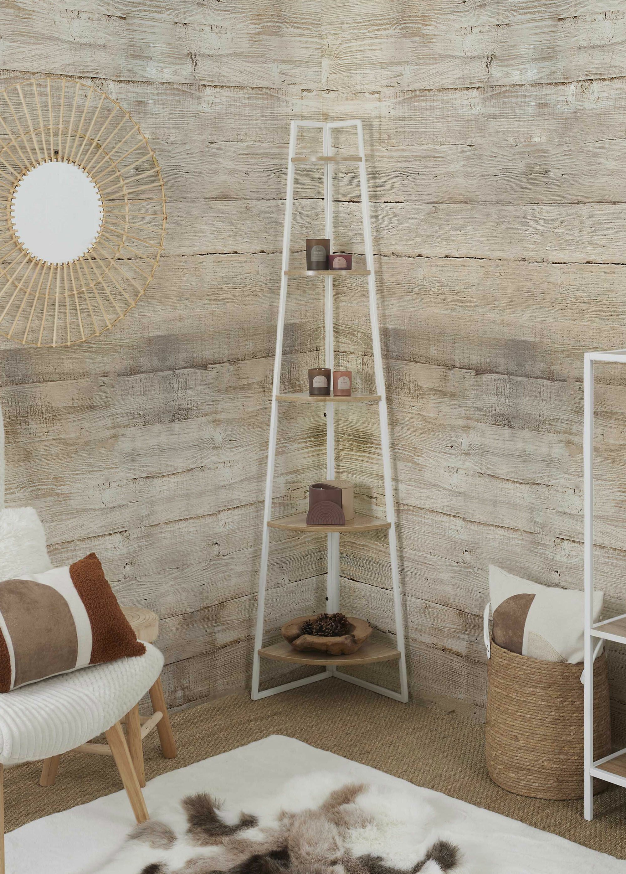 Etagère d'angle 5 niveaux en métal clair BLANC CMP-HD0077 SI1