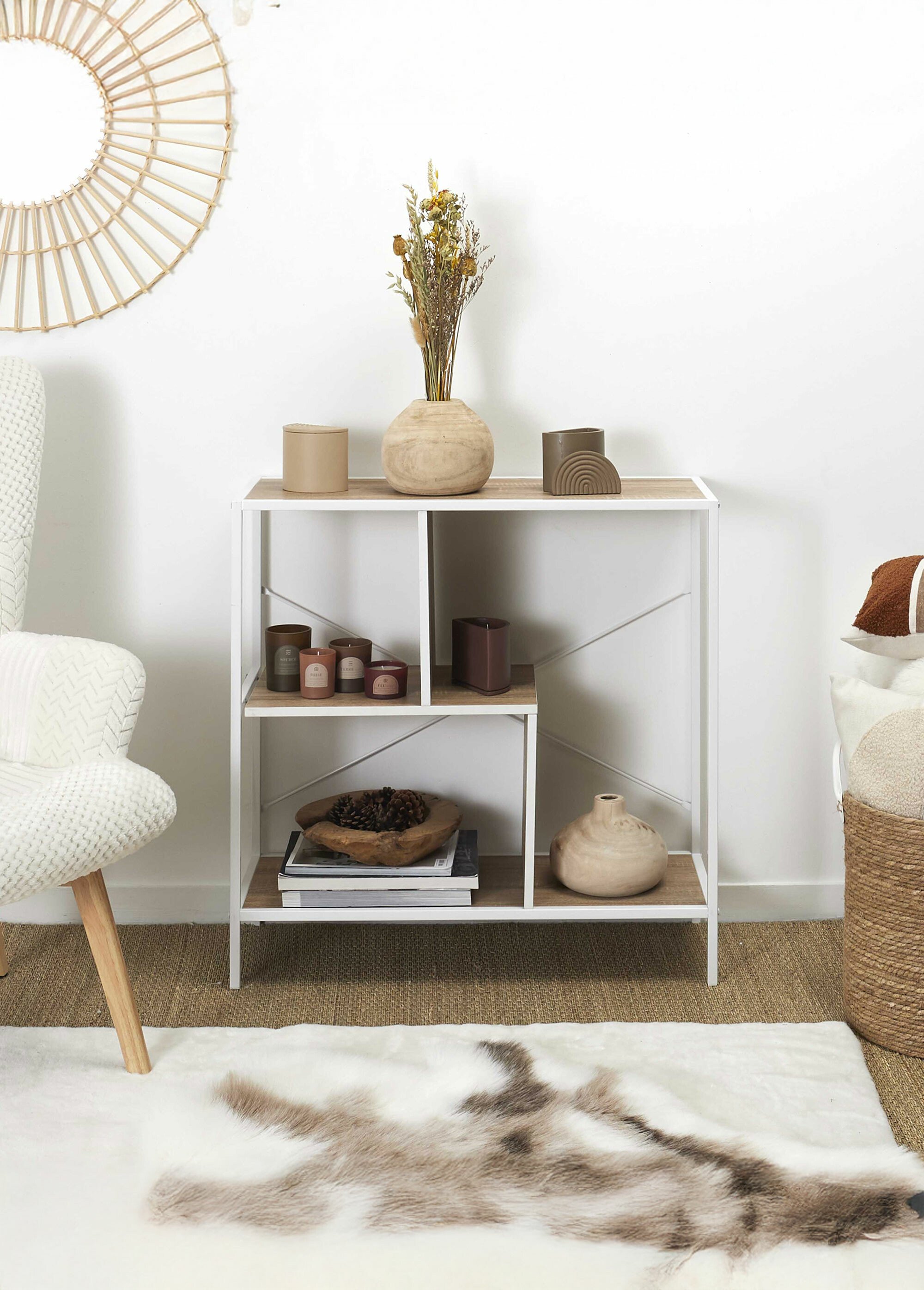 Etagère zigzag 3 niveaux en métal clair BLANC CMP-HD0078 SI2