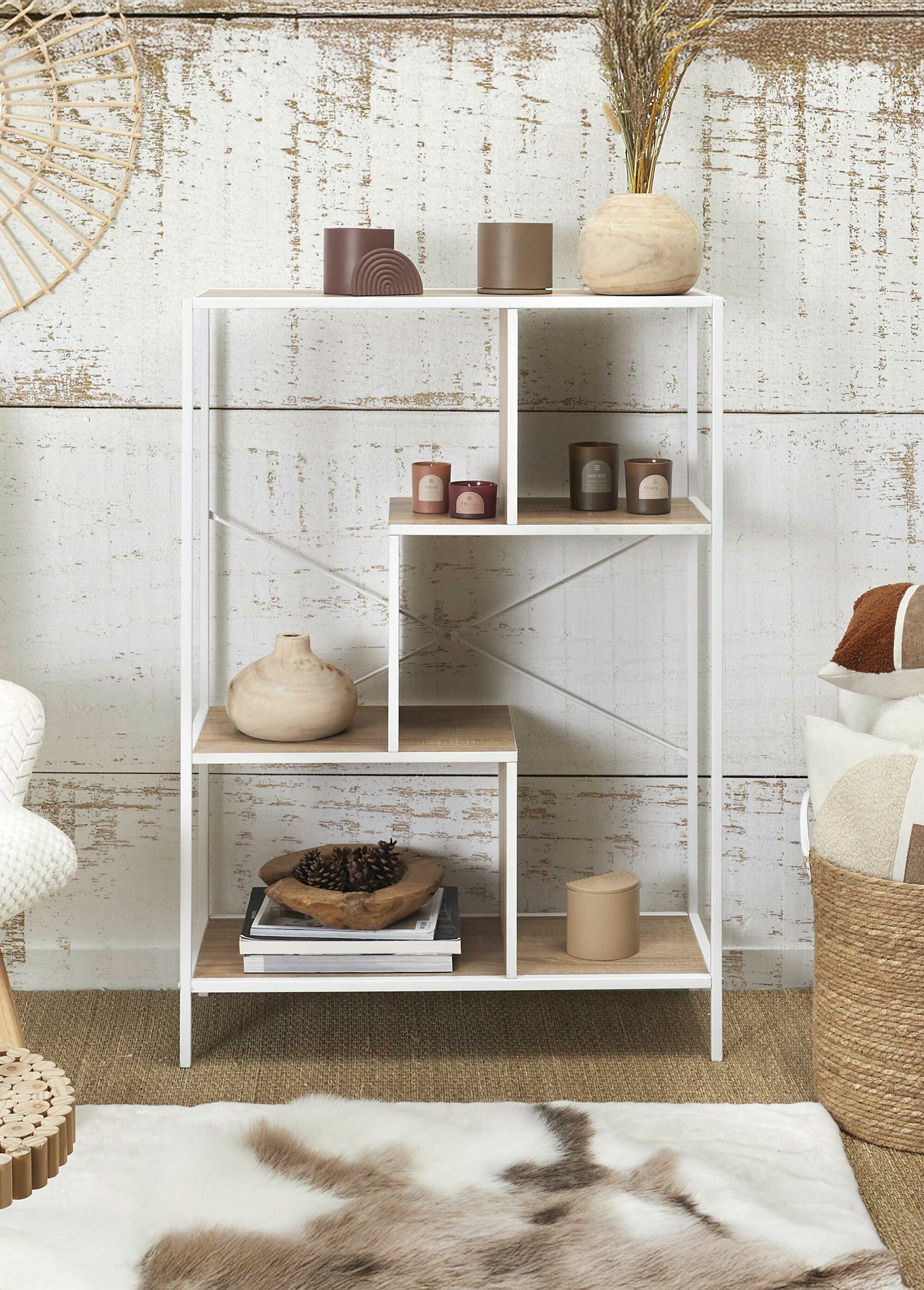 Etagère zigzag 4 niveaux en métal clair BLANC CMP-HD0079 SI2