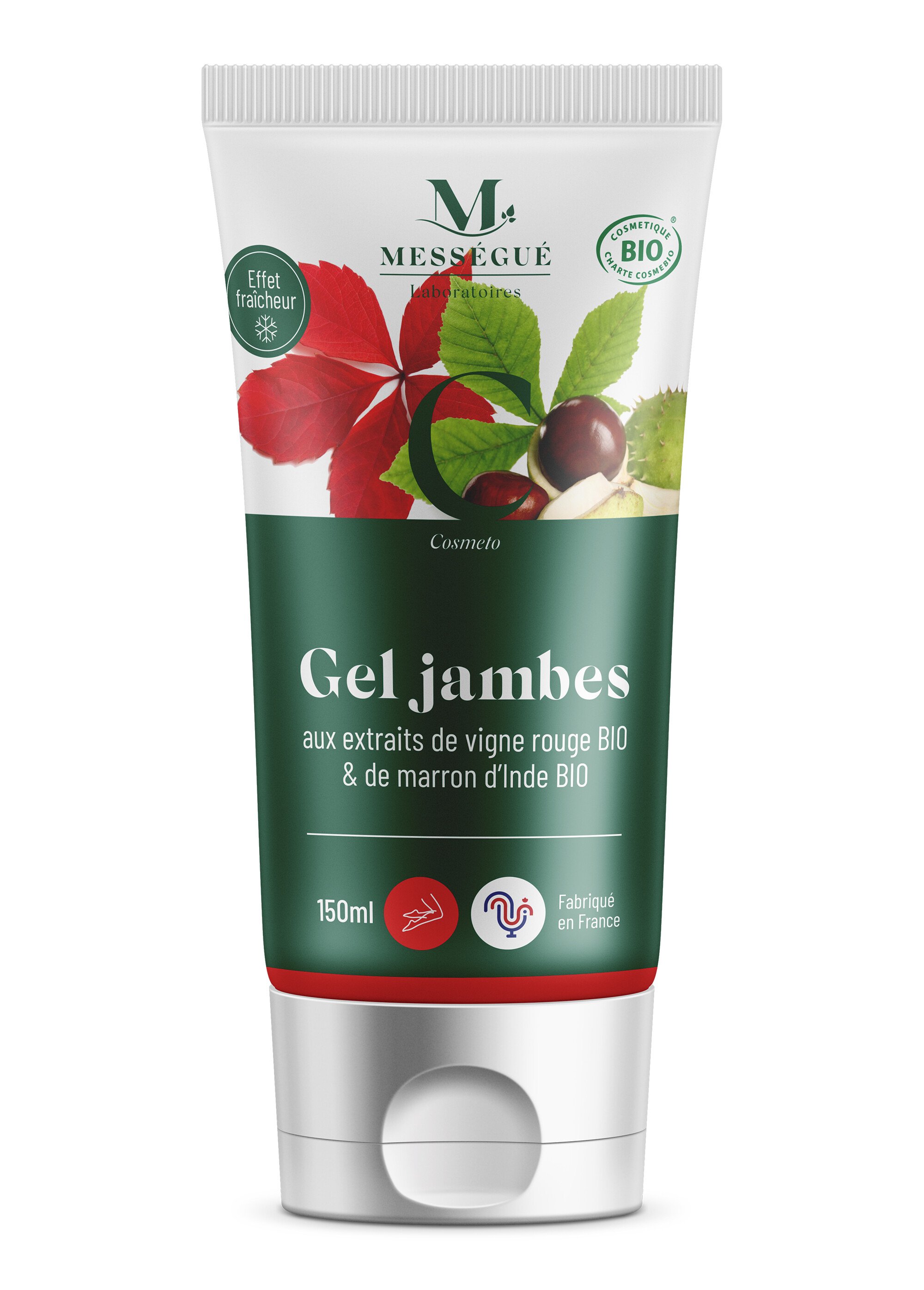 Gel jambes aux extraits de vigne rouge et marron d'Inde BIO