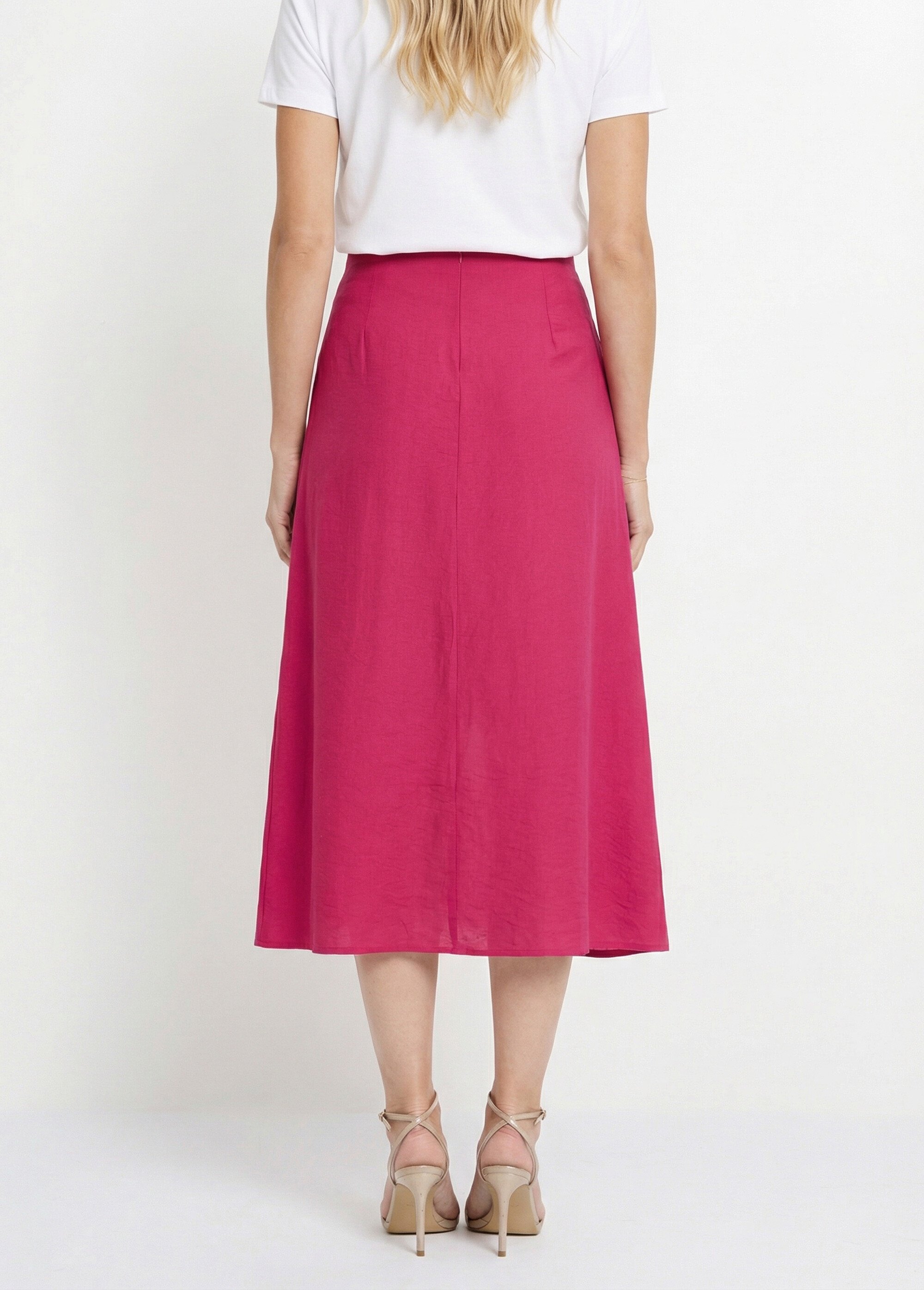 Jupe portefeuille détail métal bijou Femme Rose IKB-3547 DO1