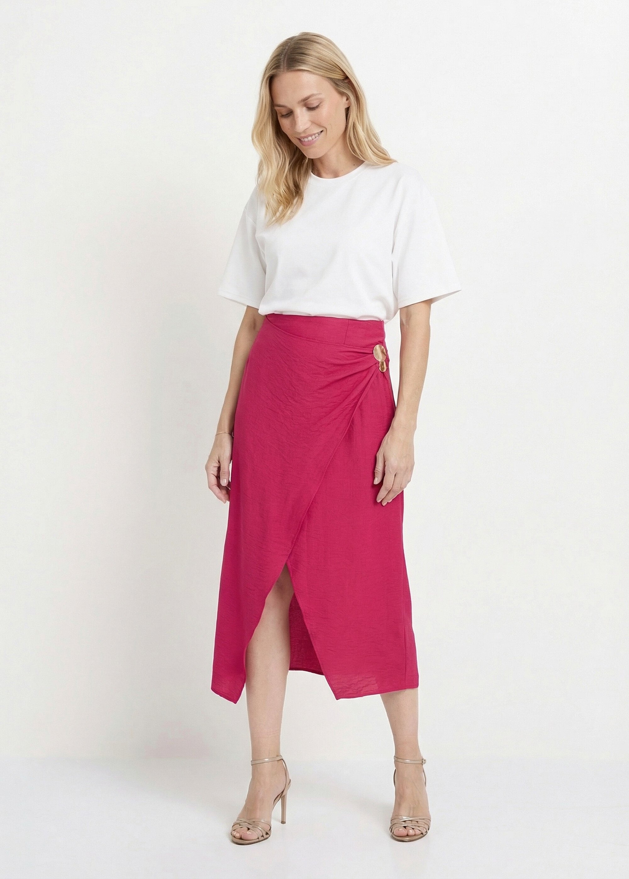 Jupe portefeuille détail métal bijou