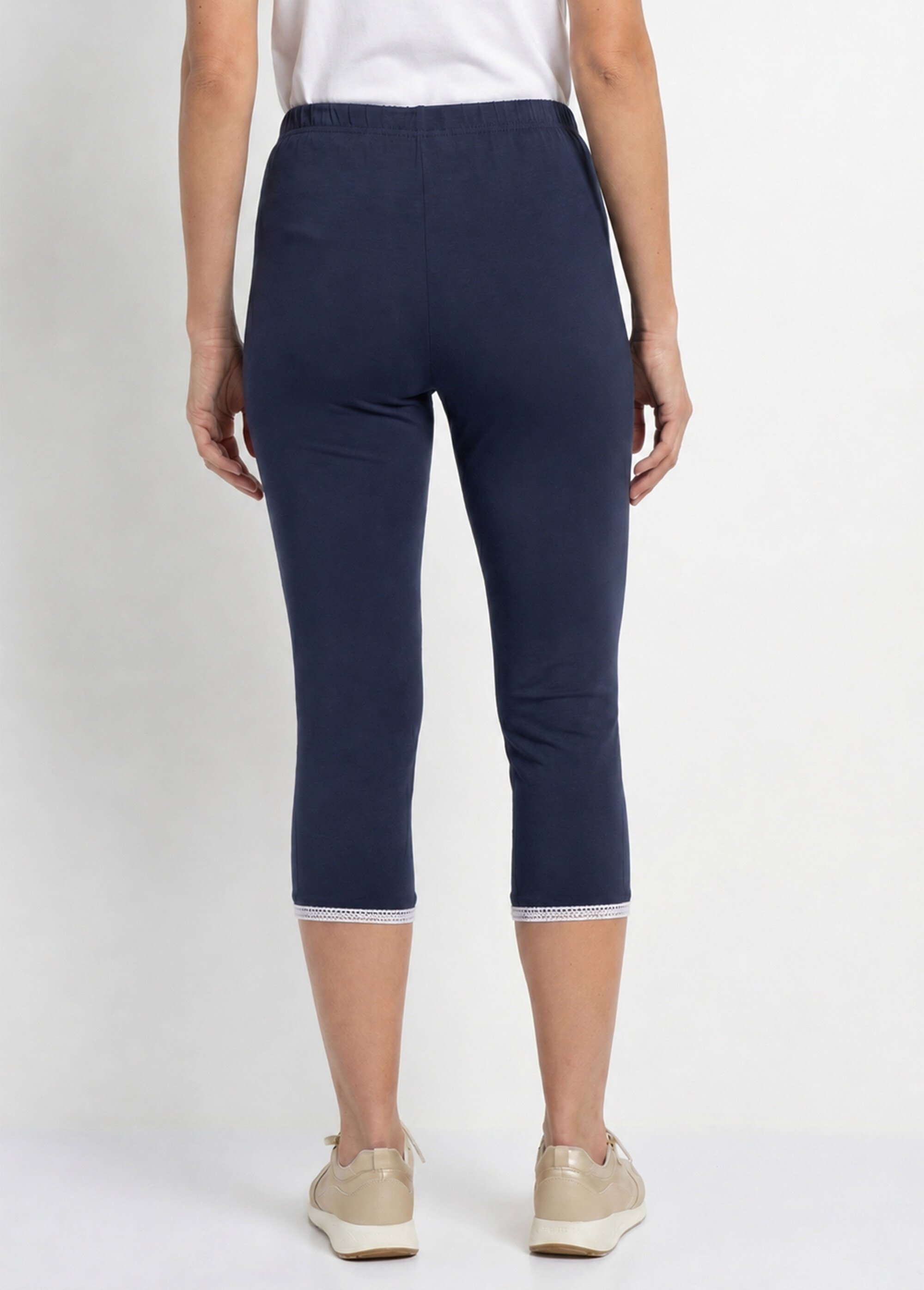Legging court galon ajouré coton stretch