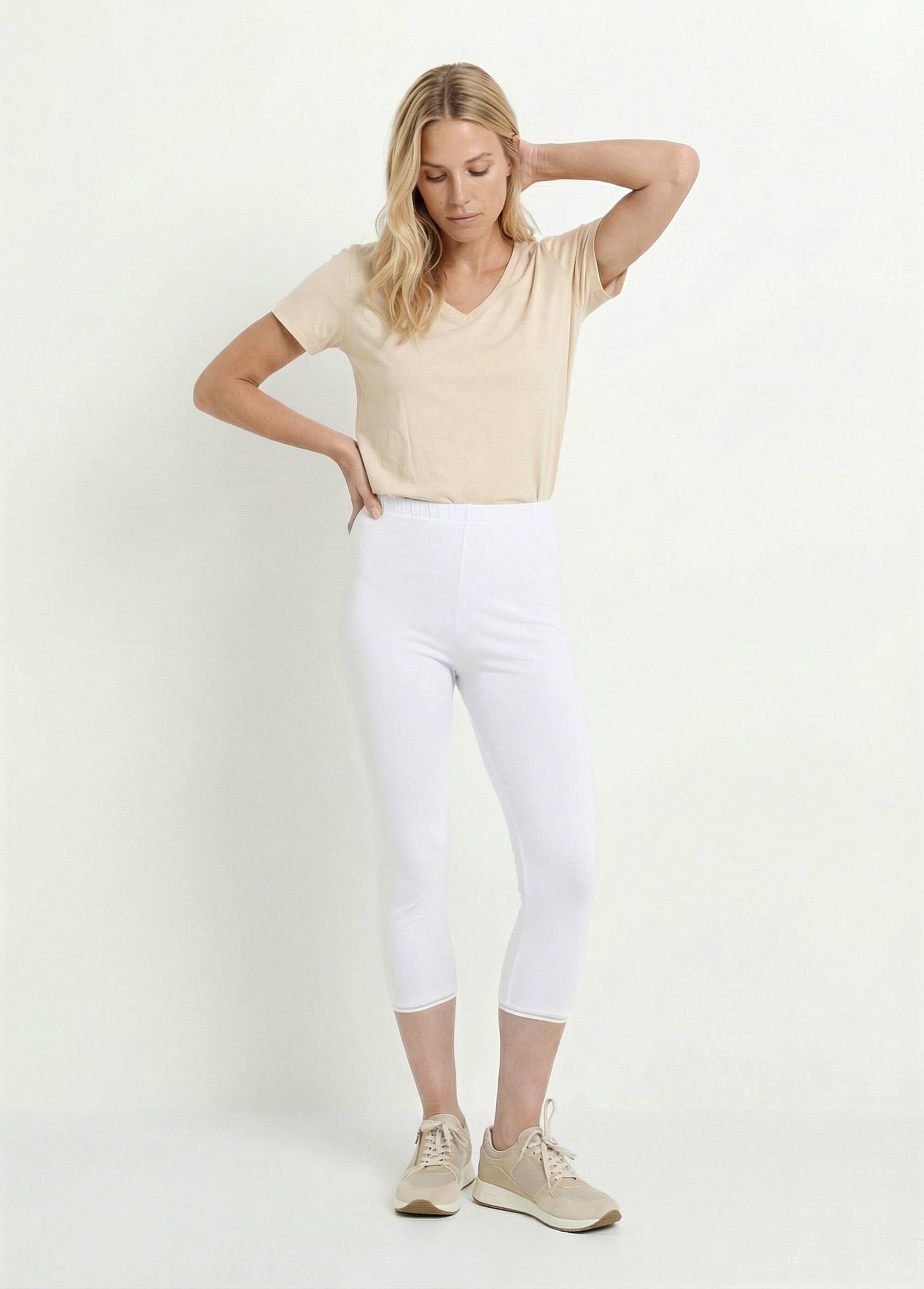 Legging court galon ajouré coton stretch