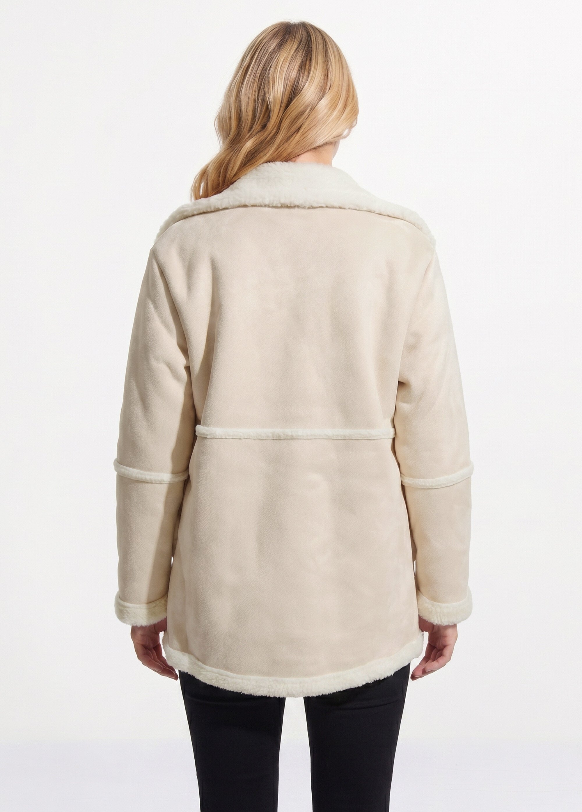 Manteau suédine détails façon fourrure Femme PEAU LAINEE CARAMEL DO1
