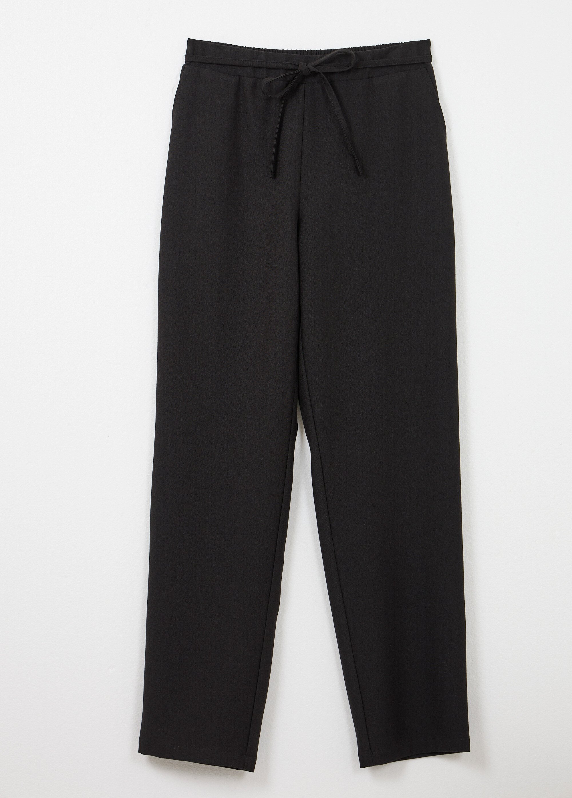 Pantalon droit lien à la taille 3/4 élastiquée Femme Noir NONIA AP1