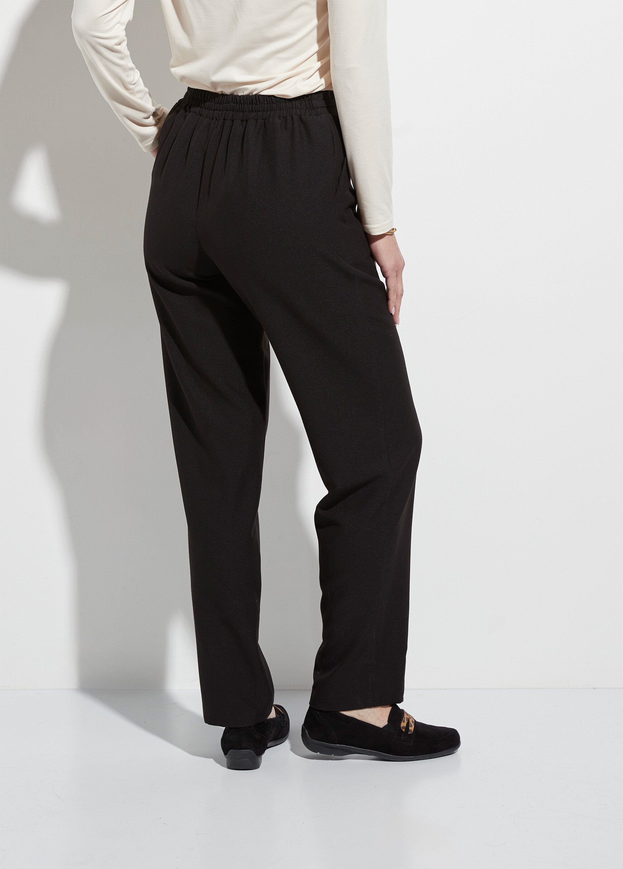 Pantalon droit lien à la taille 3/4 élastiquée Femme Noir NONIA DO1