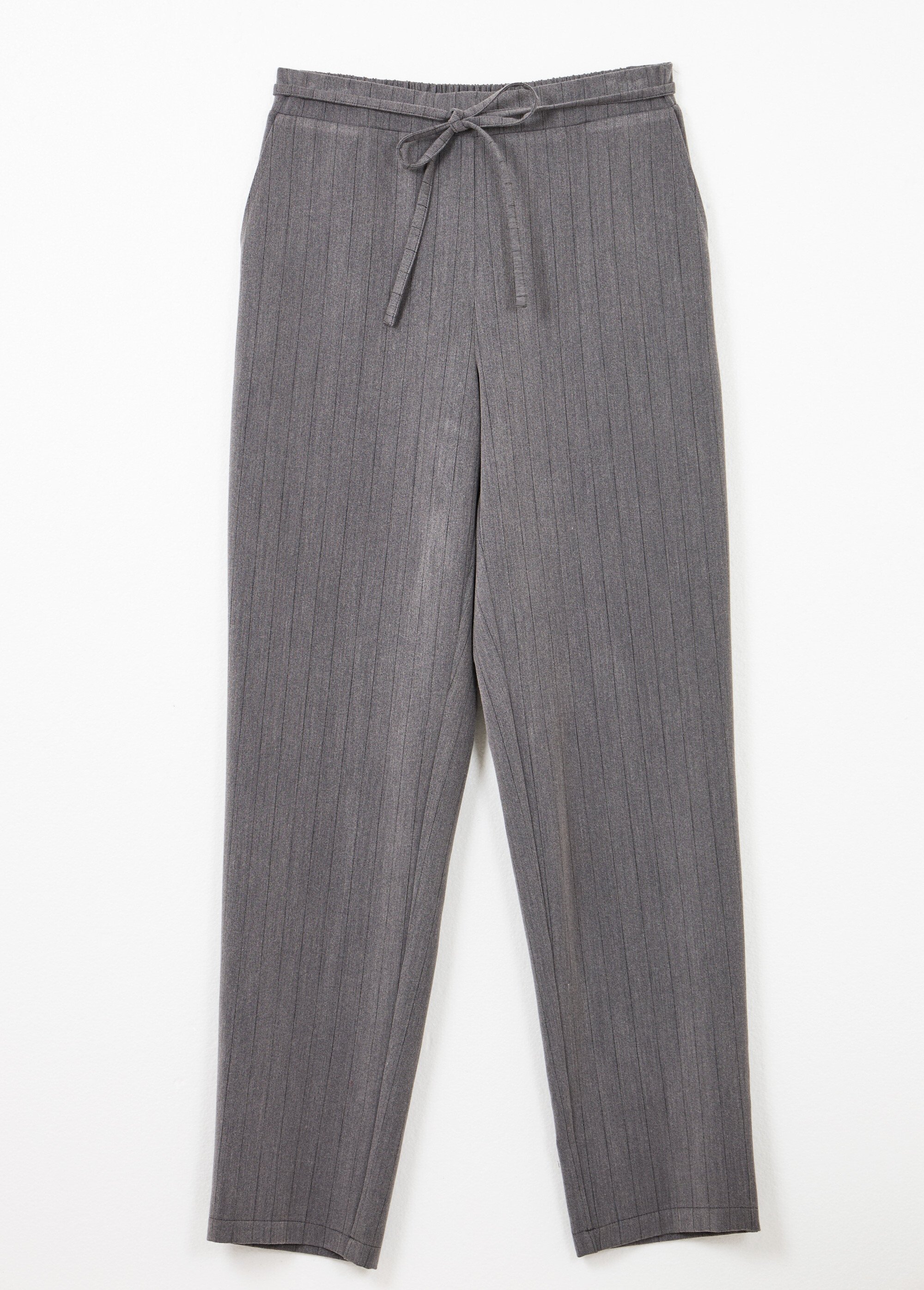 Pantalon droit lien à la taille 3/4 élastiquée Femme Gris NONIA AP1