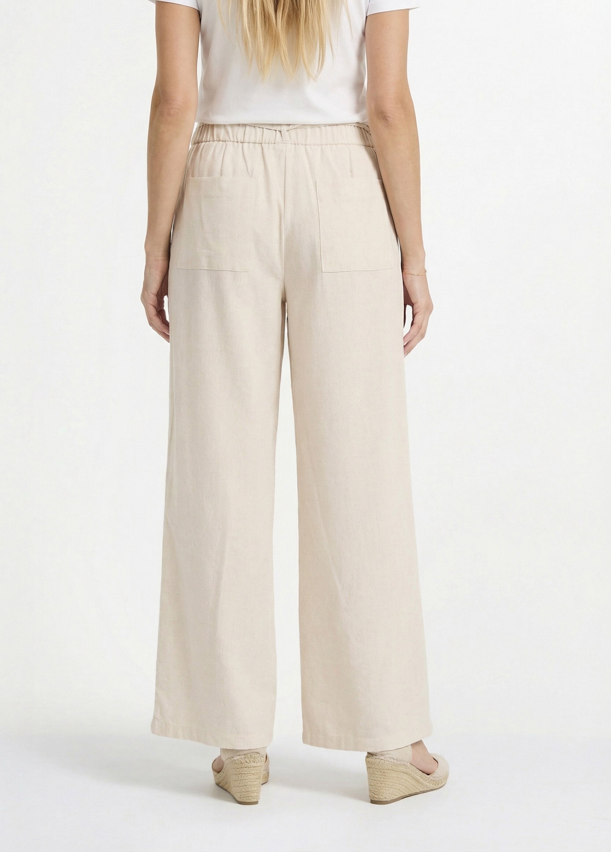 Pantalon large avec lin, style ethnique