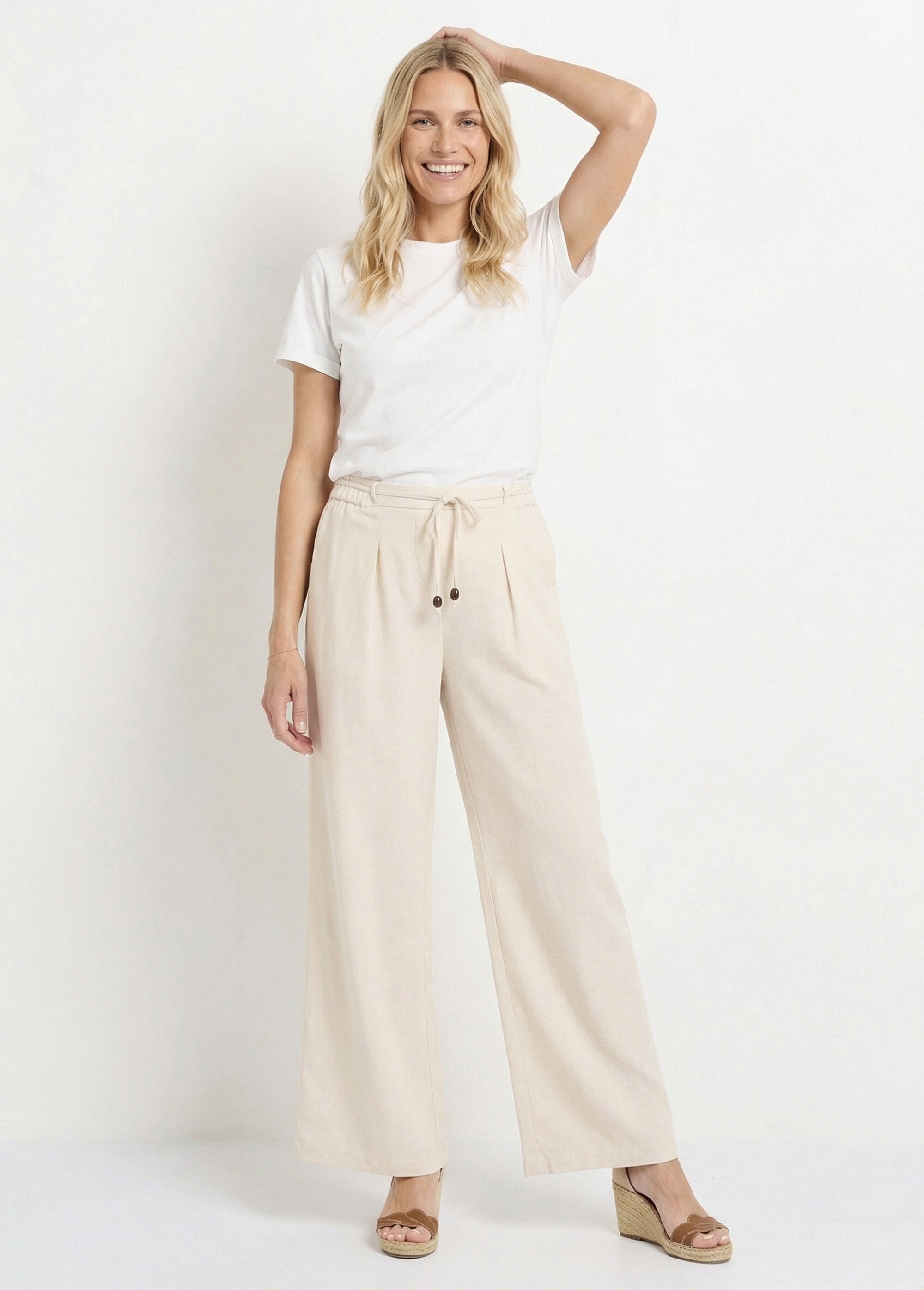 Pantalon large avec lin, style ethnique