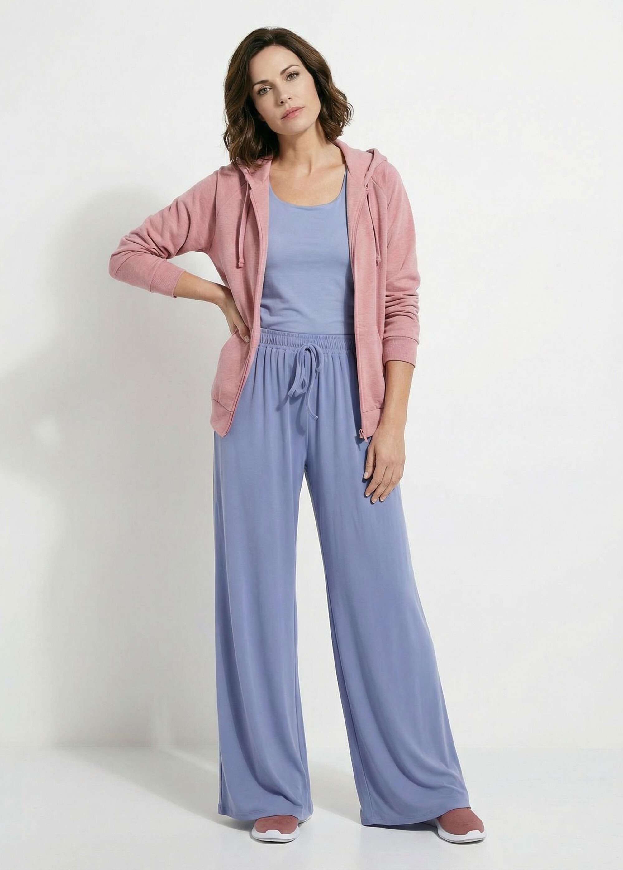 Pantalon large fluide sport taille élastiquée