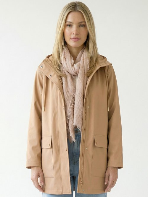 Parka à capuche zippée pressionnée déperlante Femme Marron TALOU FA1