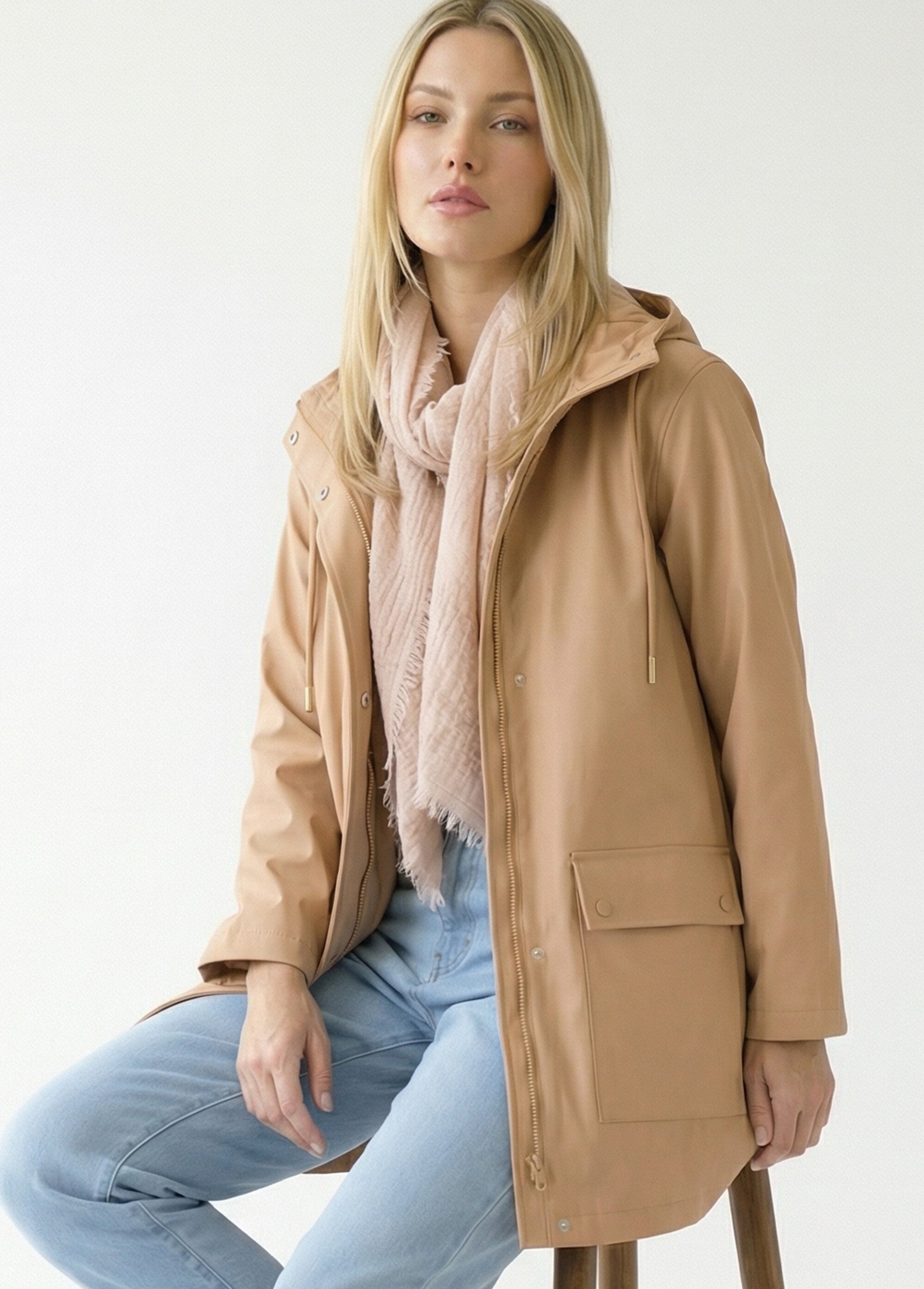 Parka à capuche zippée pressionnée déperlante