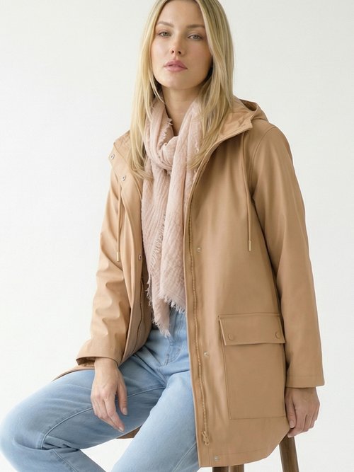 Parka à capuche zippée pressionnée déperlante Femme Marron TALOU MV1