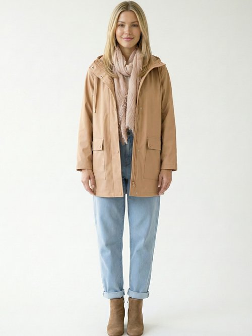 Parka à capuche zippée pressionnée déperlante Femme Marron TALOU SF1