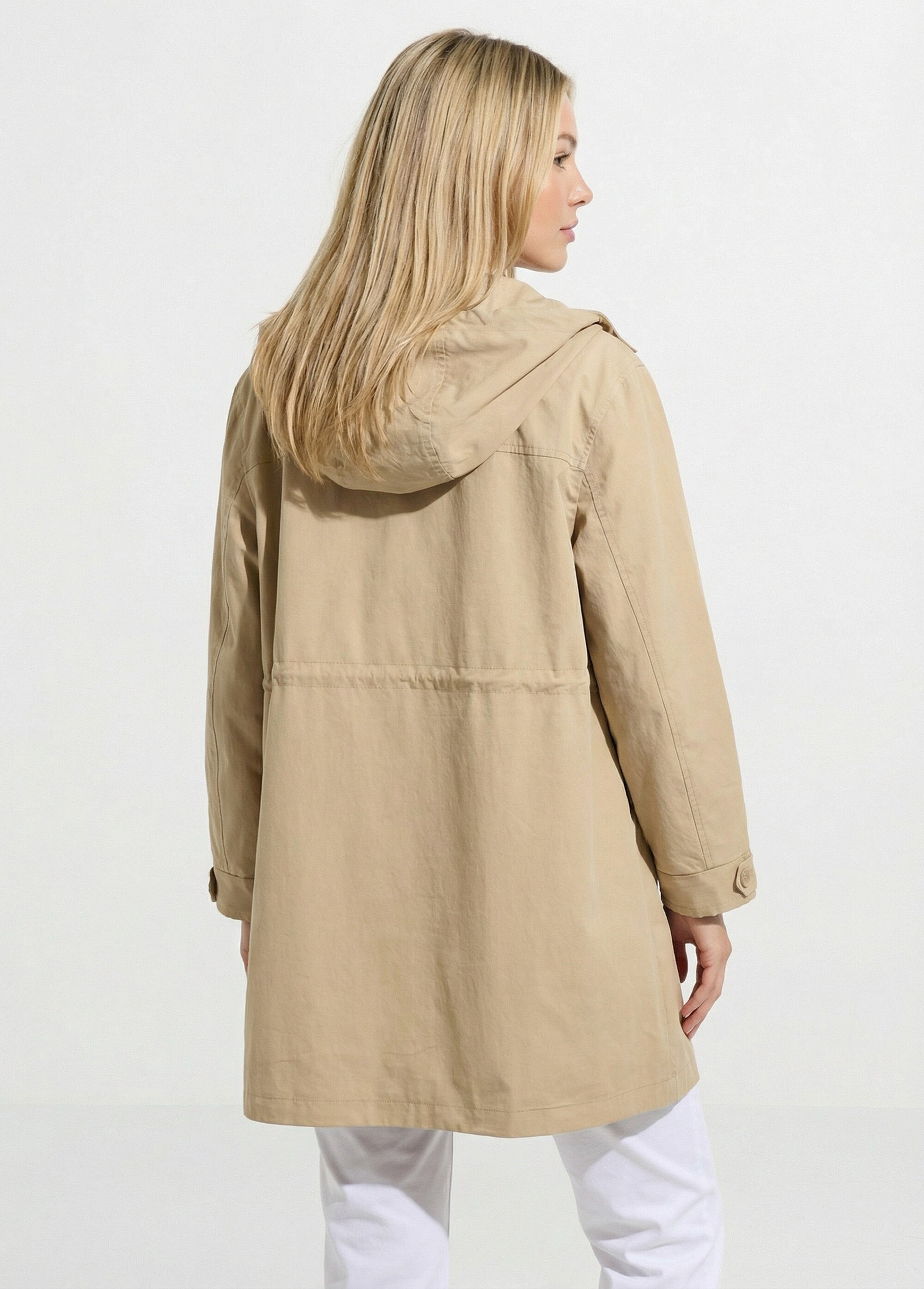 Parka zippée pressionnée à capuche déperlante Femme Beige TISON DO1