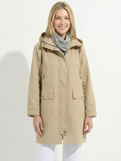Parka zippée pressionnée à capuche déperlante Femme Beige TISON FA1
