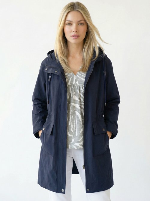 Parka zippée pressionnée à capuche déperlante Femme Bleu TISON FA1