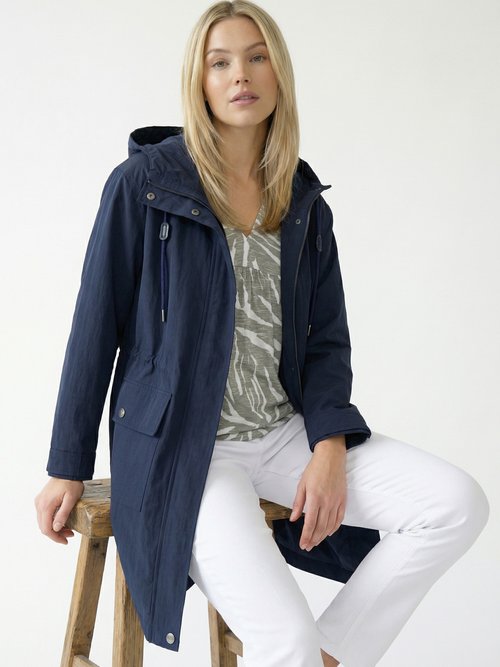 Parka zippée pressionnée à capuche déperlante Femme Bleu TISON MV1