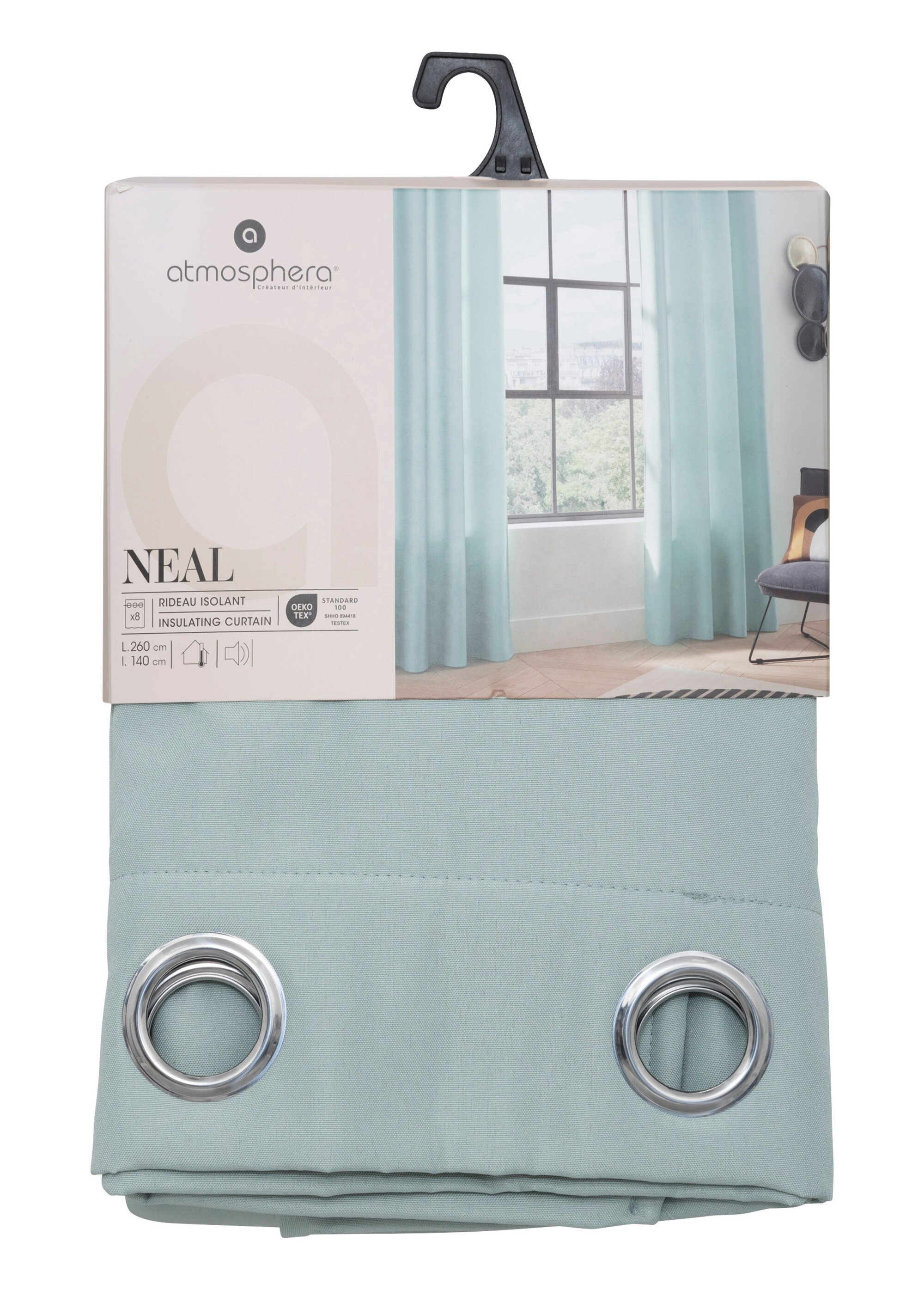 Rideau isolant oeillets métal, 140x260cm Vert JJA-131511 DE1