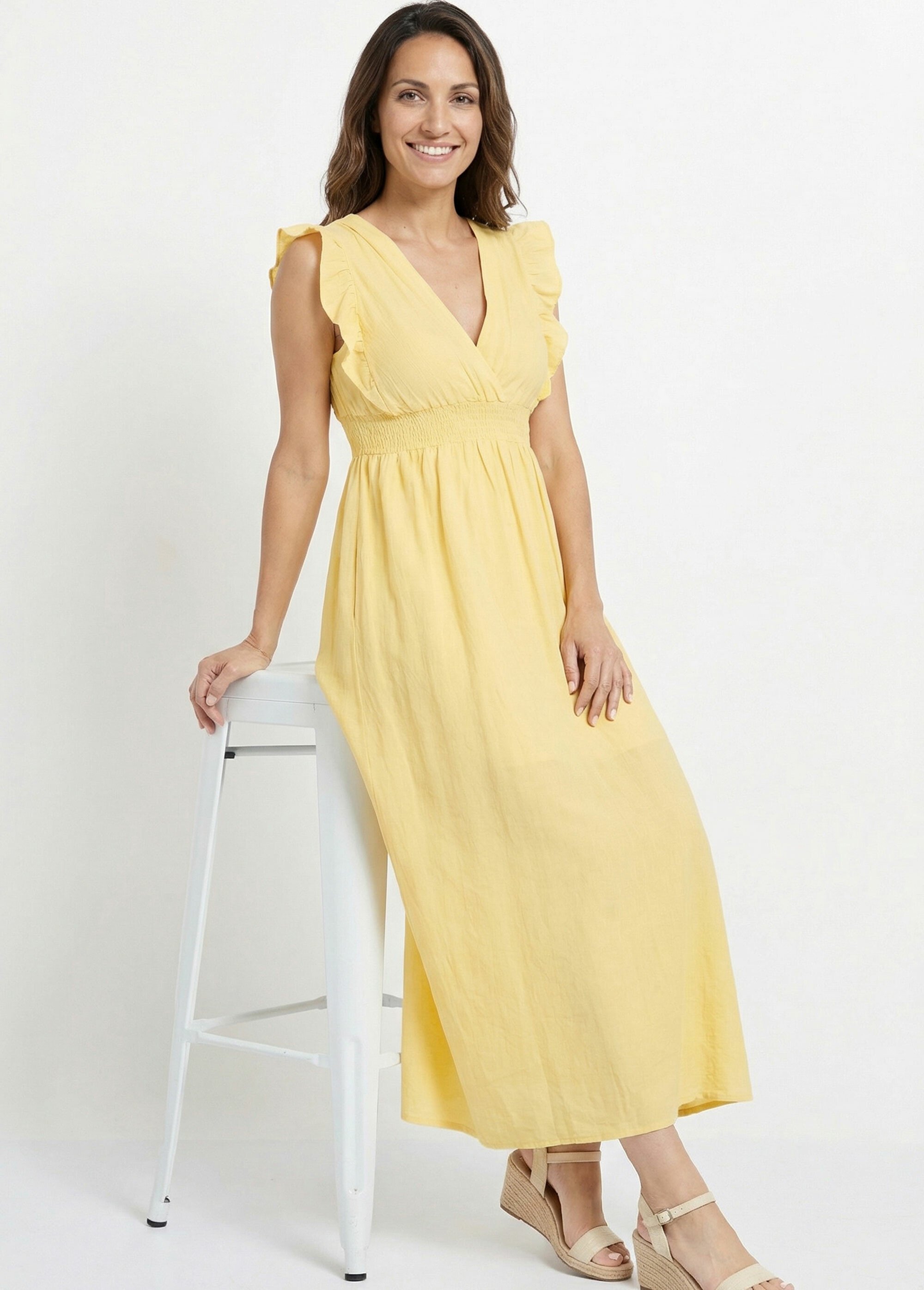 Robe longue encolure V + dos nu et liens