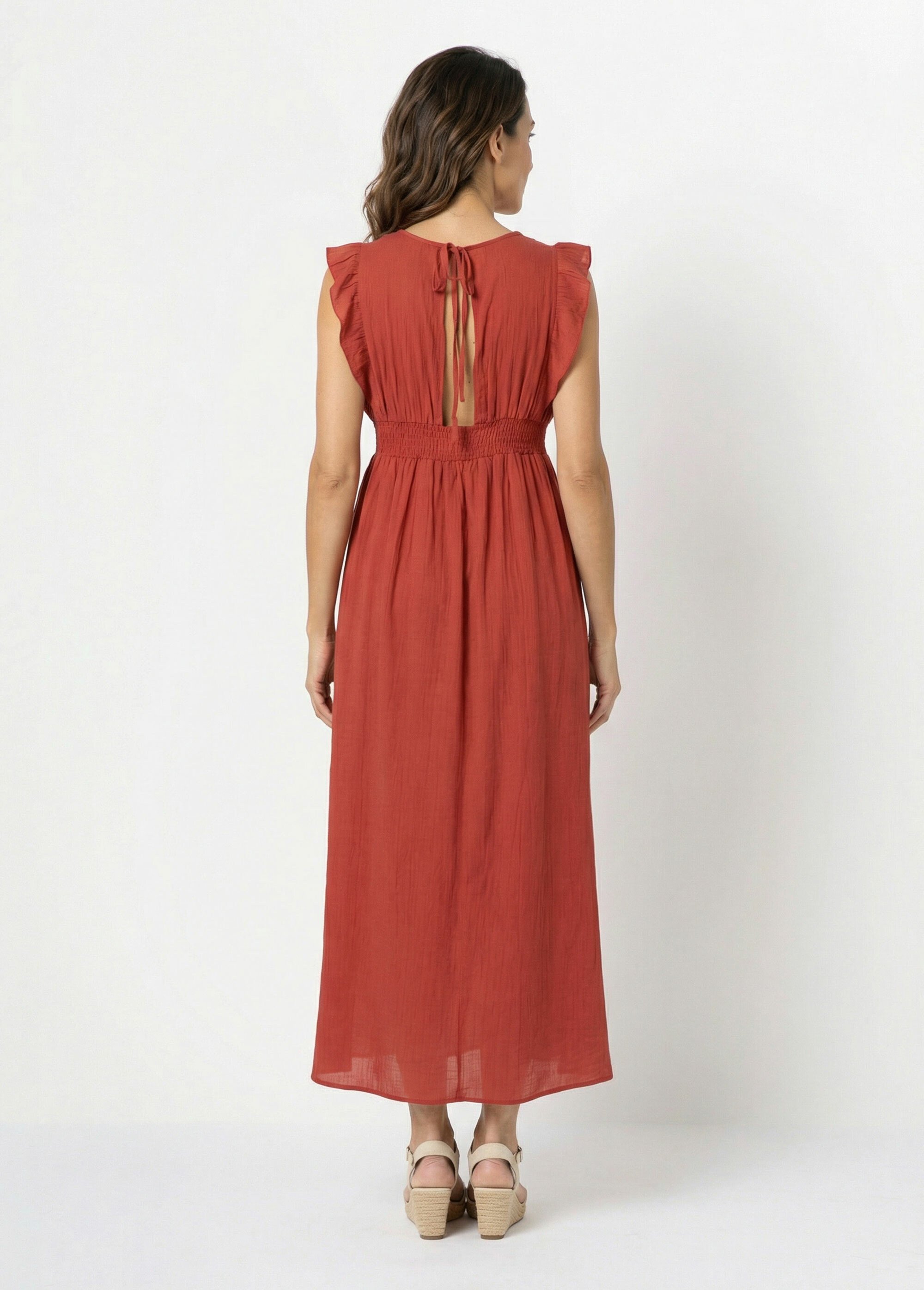 Robe longue encolure V + dos nu et liens