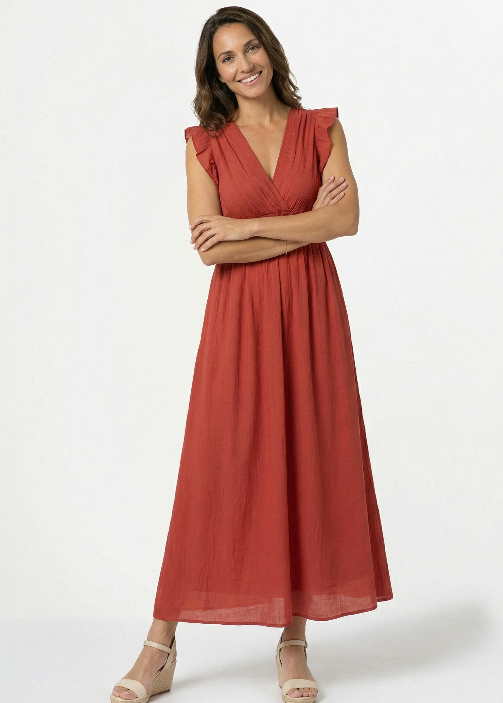 Robe longue encolure V + dos nu et liens