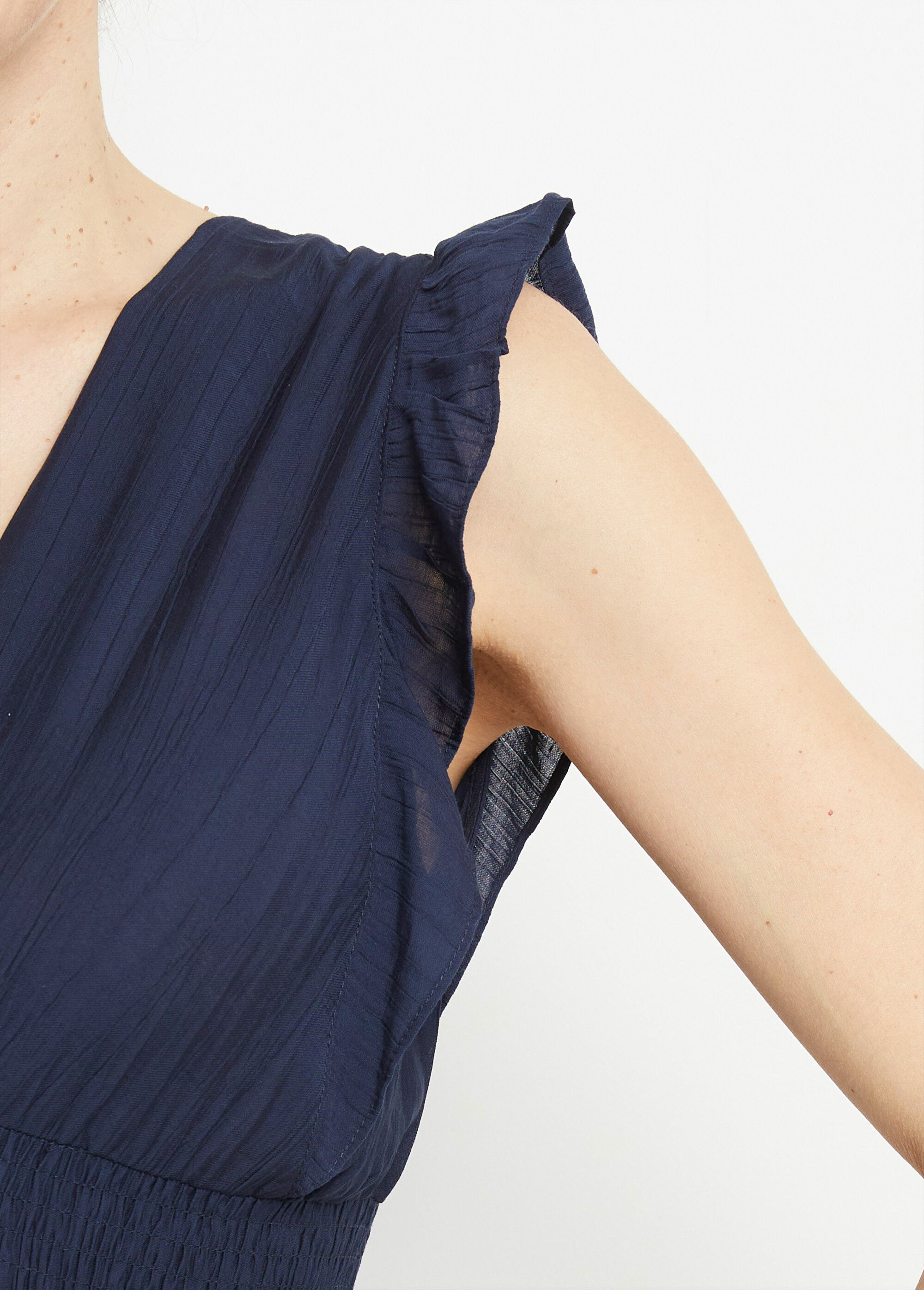 Robe longue encolure V + dos nu et liens Femme Bleu IKB-50308 DE2