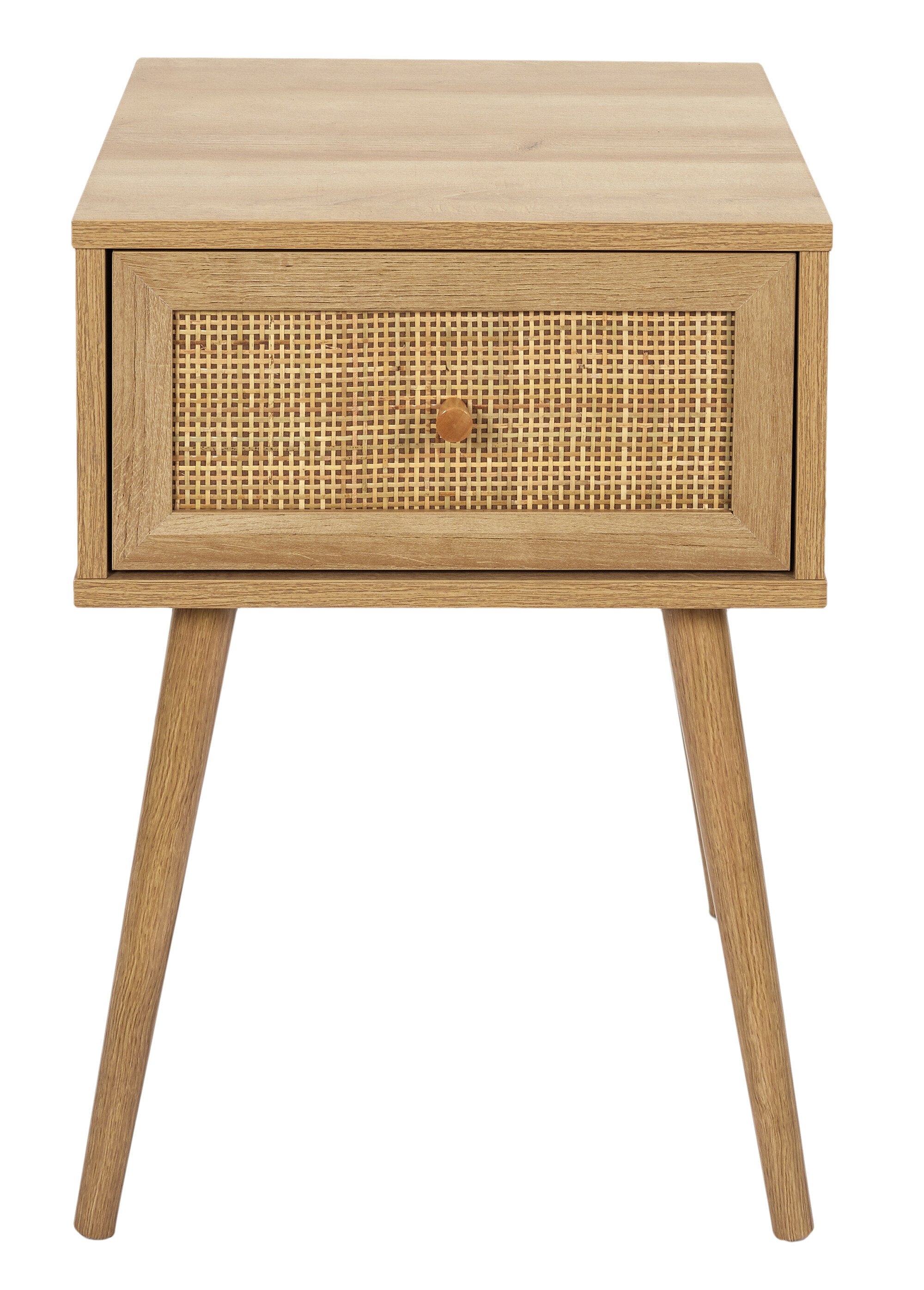 Table de chevet 1 tiroir bois et cannage MARRON CMP-HD7456 DE2