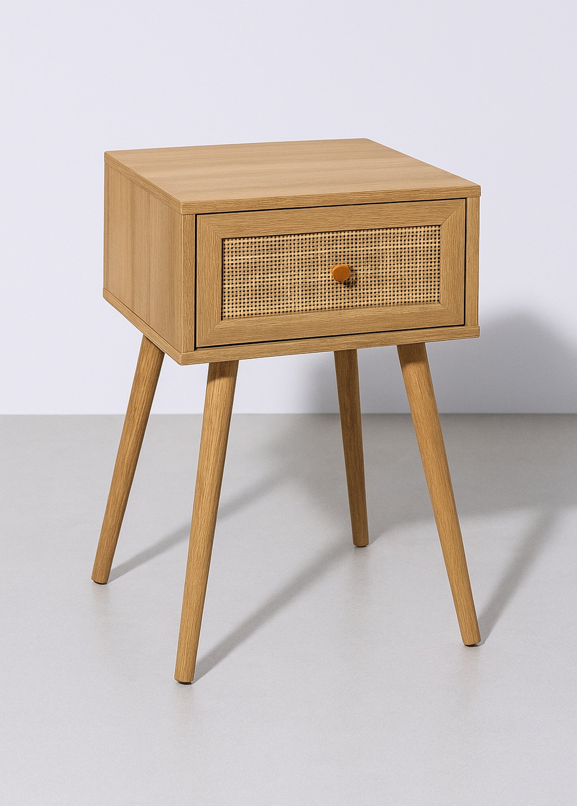 Table de chevet 1 tiroir bois et cannage MARRON CMP-HD7456 FA1