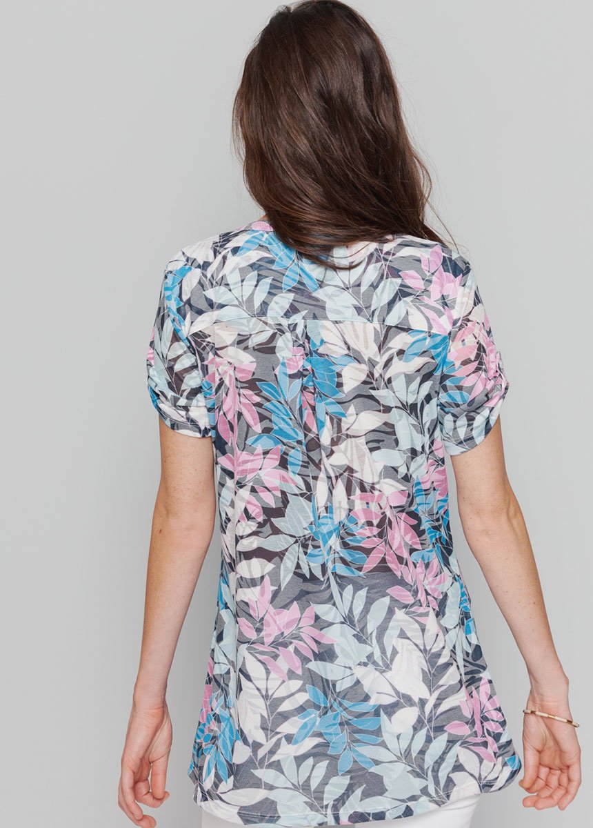 Tunique longue motif graphique feuillage