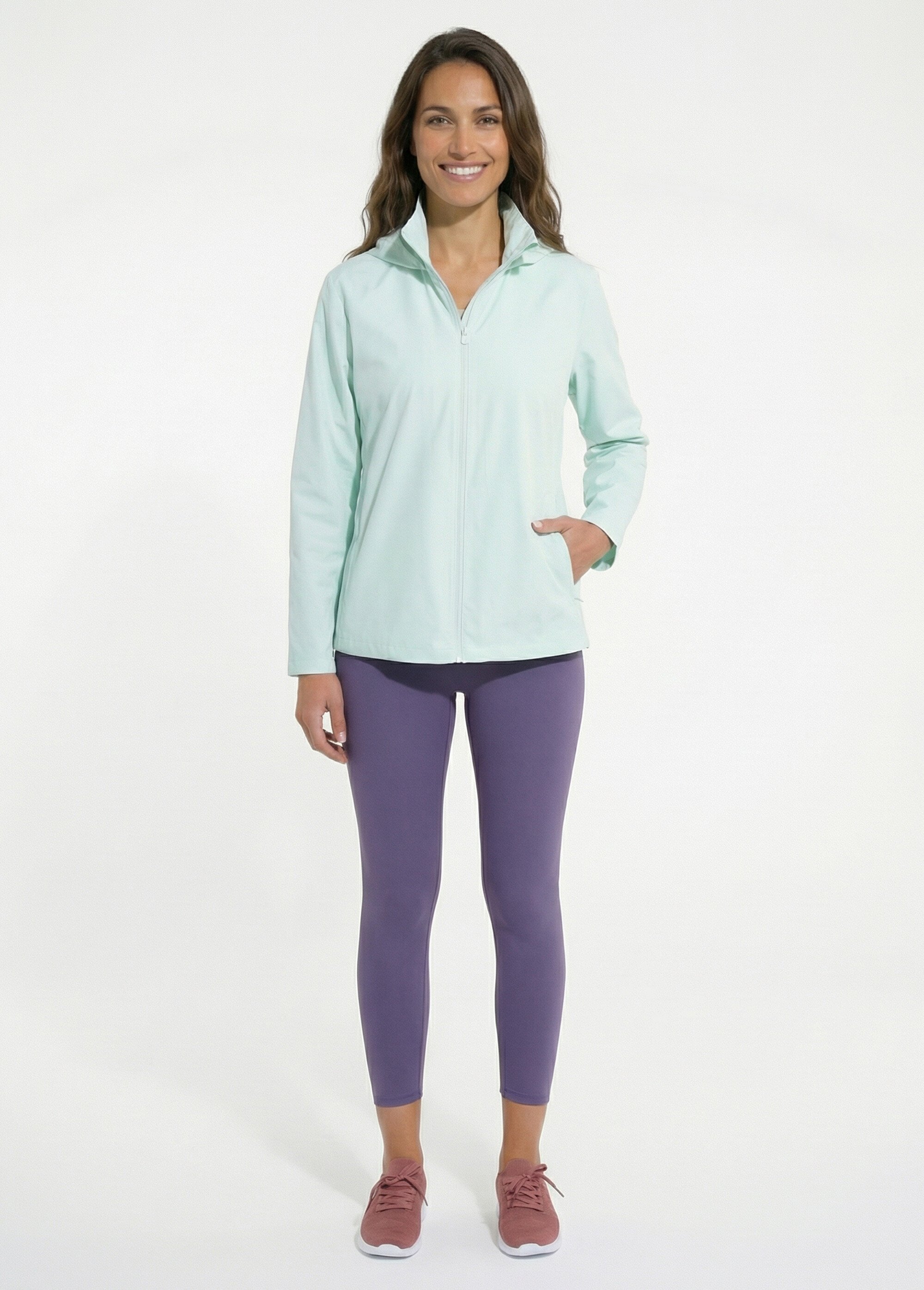 Veste coupe-vent zippée à capuche Femme Vert TARIA SF1