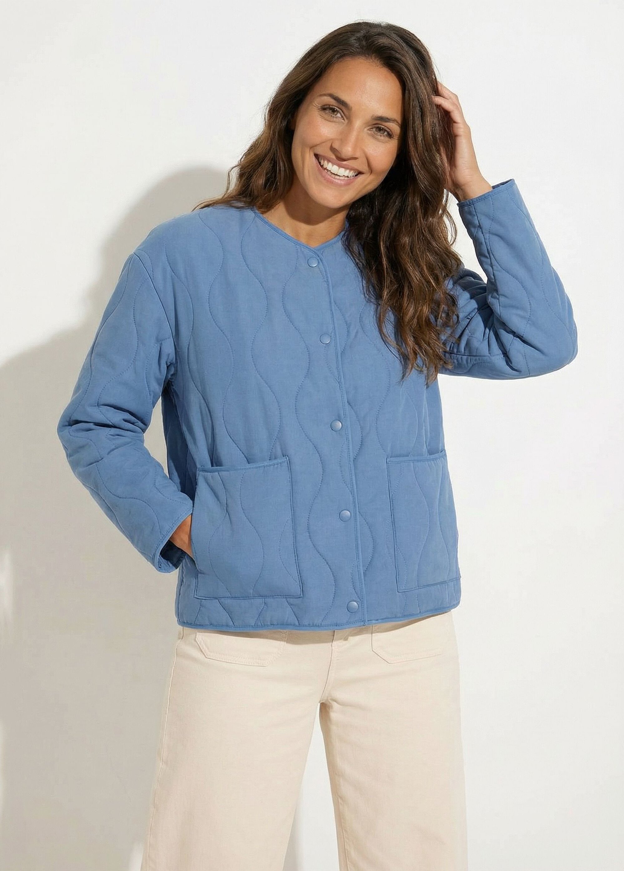 Veste matelassée zippée sans col Femme Bleu TIBOU FA1