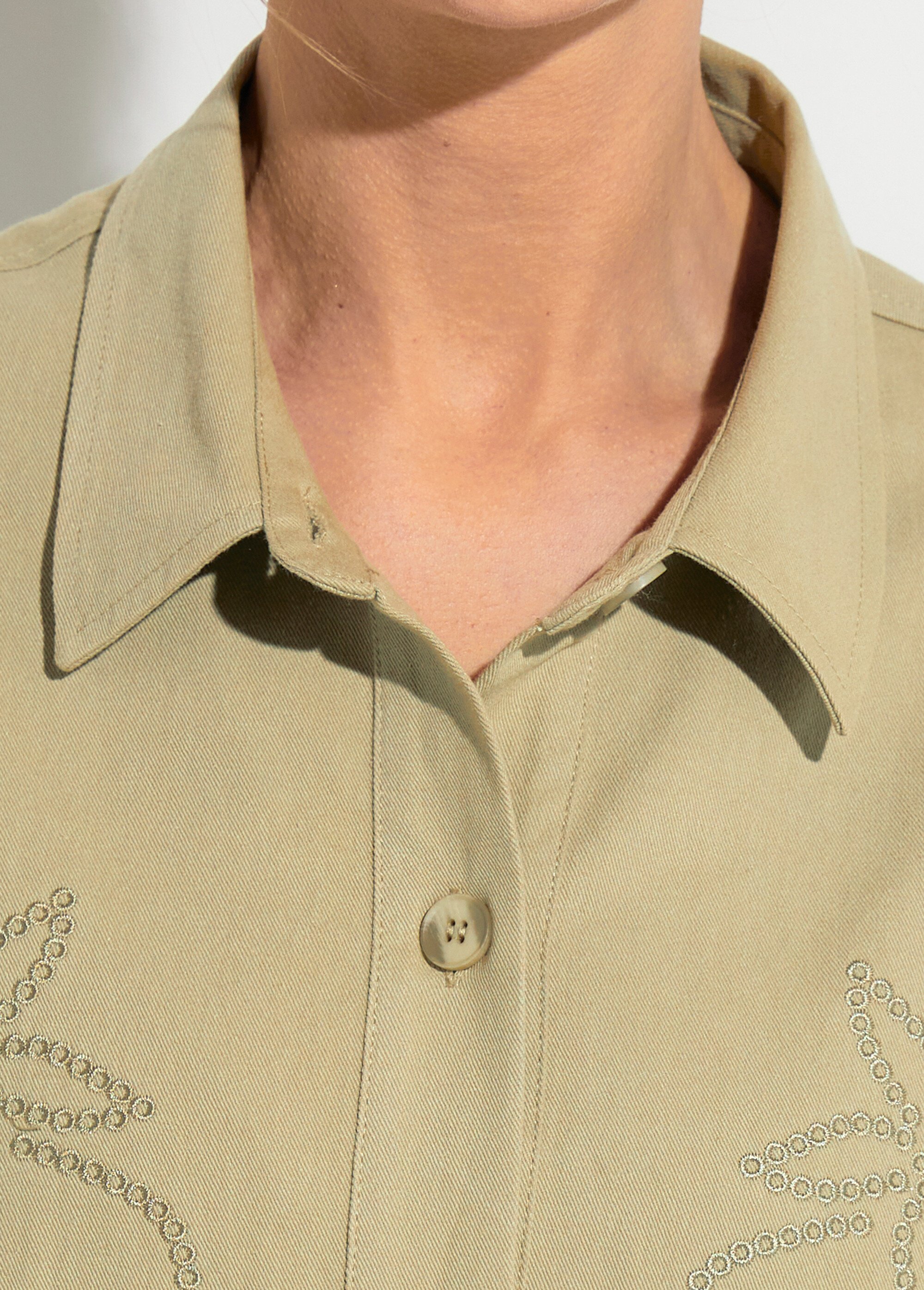 Veste surchemise coton broderie anglaise Femme Vert TESCO DE1