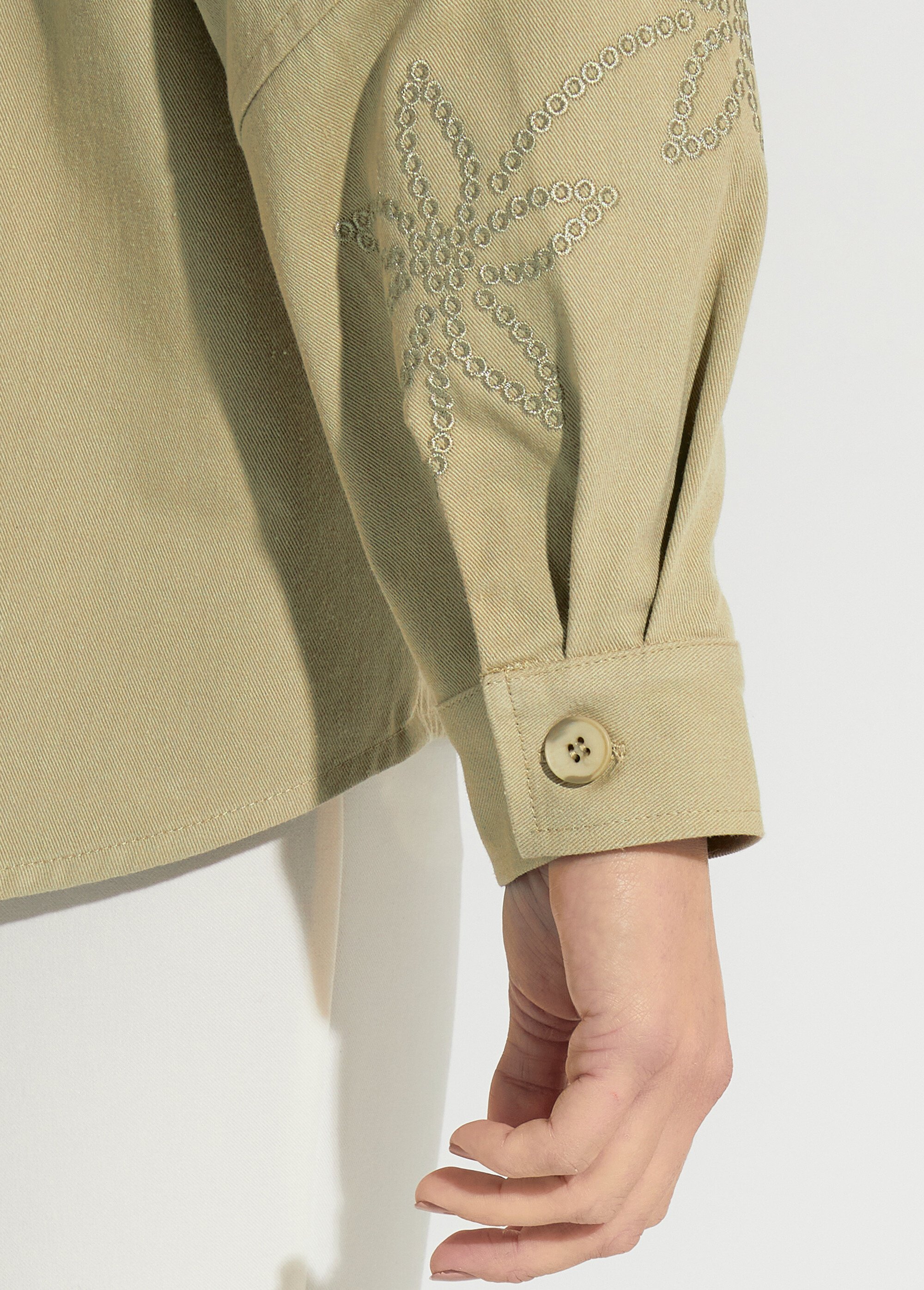 Veste surchemise coton broderie anglaise Femme Vert TESCO DE2