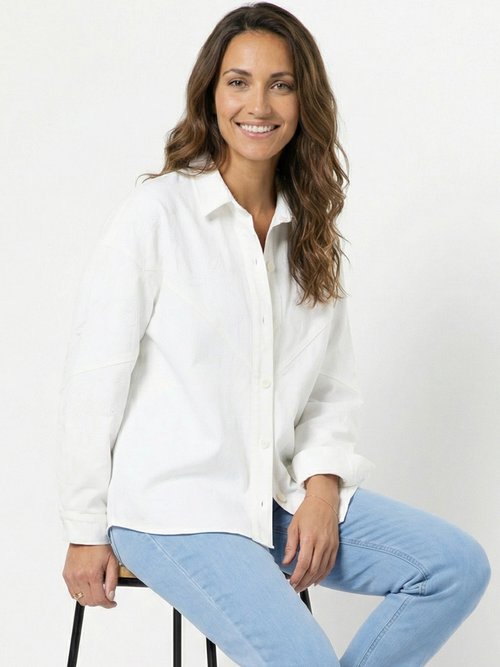Veste surchemise coton broderie anglaise Femme Blanc TESCO MV1
