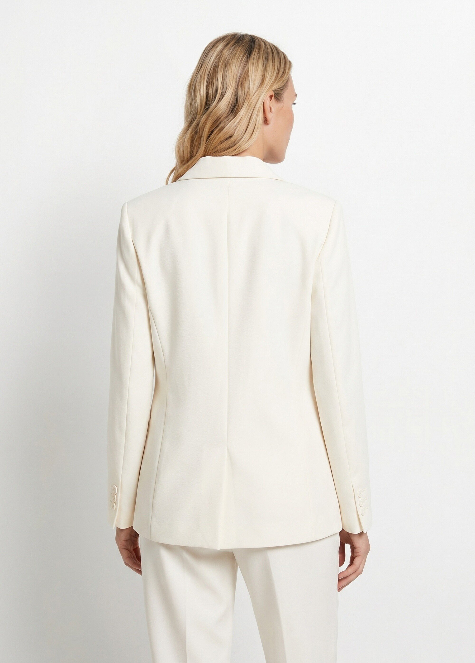 Veste tailleur unie fluide double boutonnage