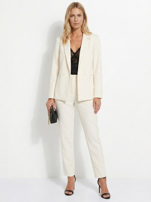Veste tailleur unie fluide double boutonnage Femme Beige TRACY SF1