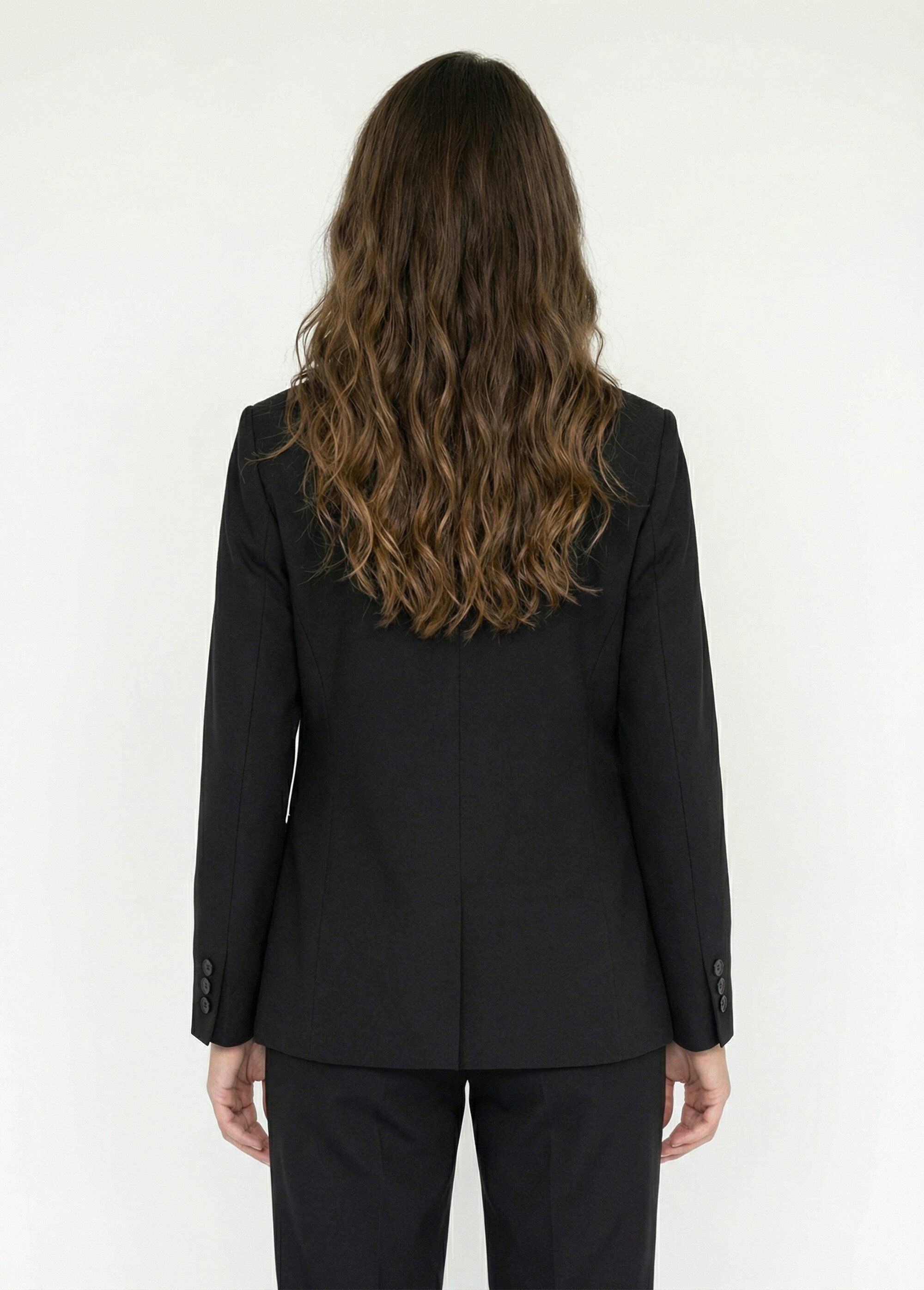 Veste tailleur unie fluide double boutonnage