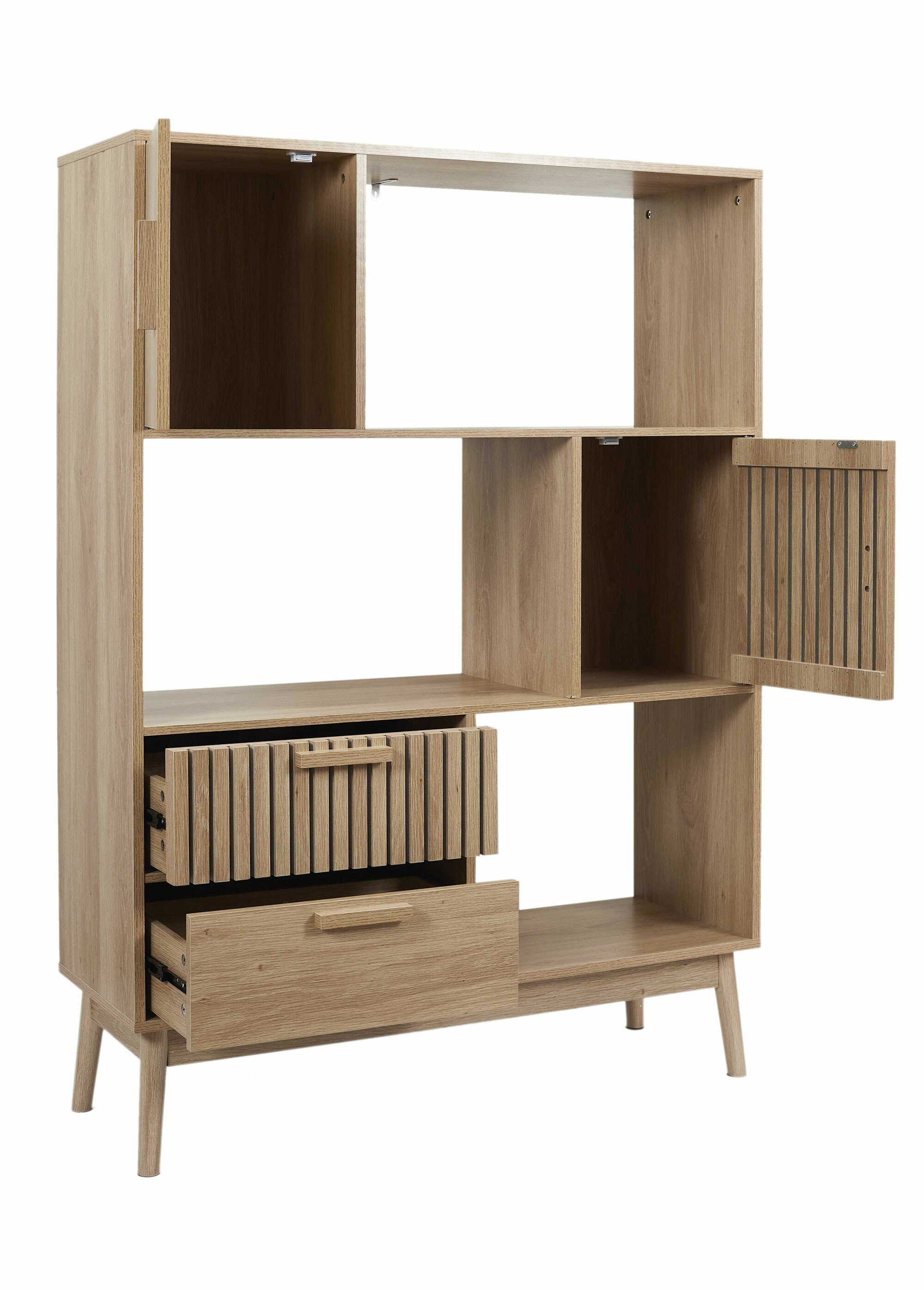 Bibliothèque en bois lisse et claustra MARRON CMP-HD0086 DE2