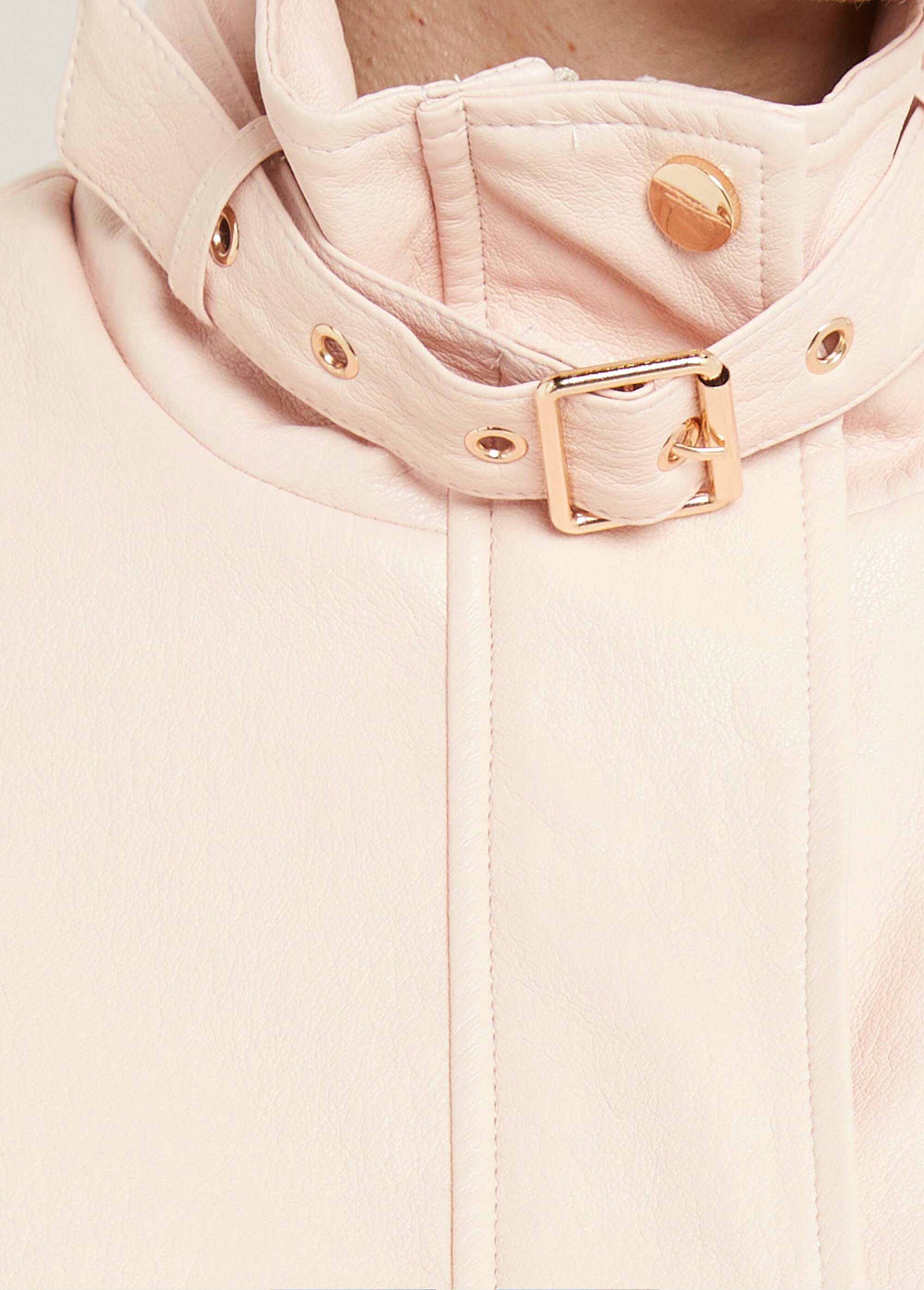Blouson motard en simili cuir pastel