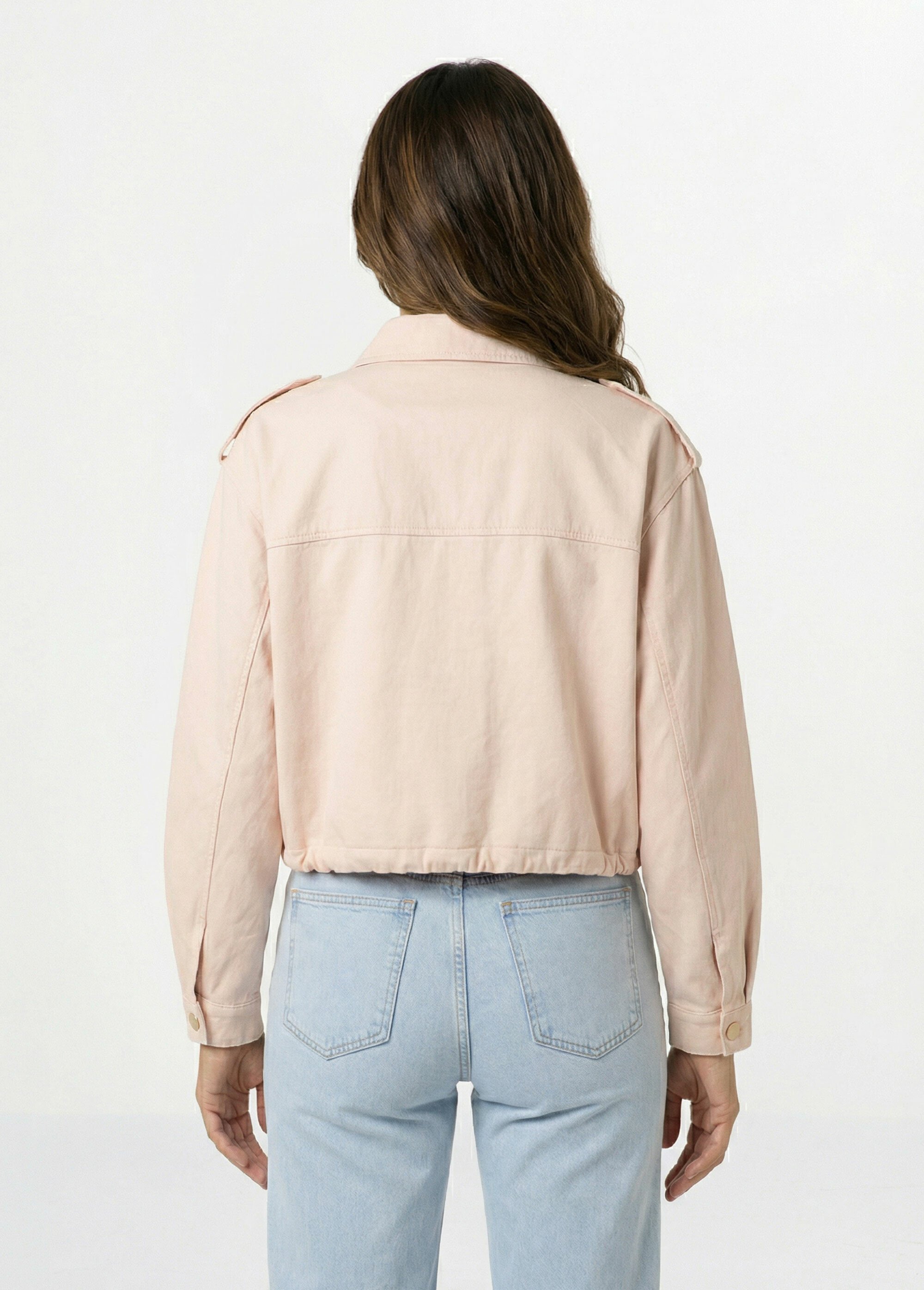 Blouson motard en simili cuir pastel Femme Rose SFT-S6216 DO1