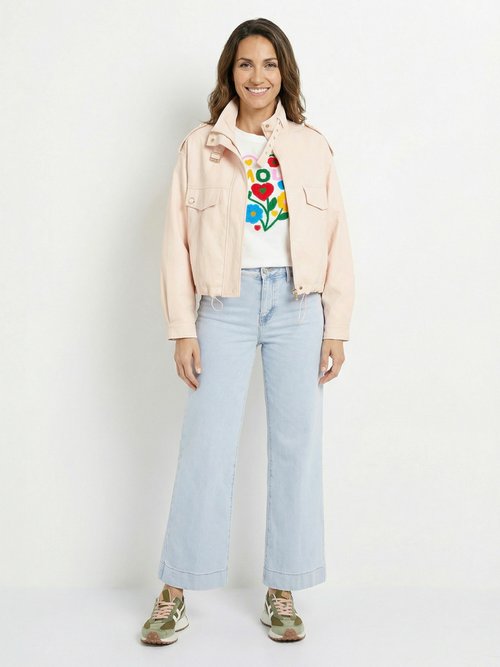 Blouson motard en simili cuir pastel Femme Rose SFT-S6216 SF1