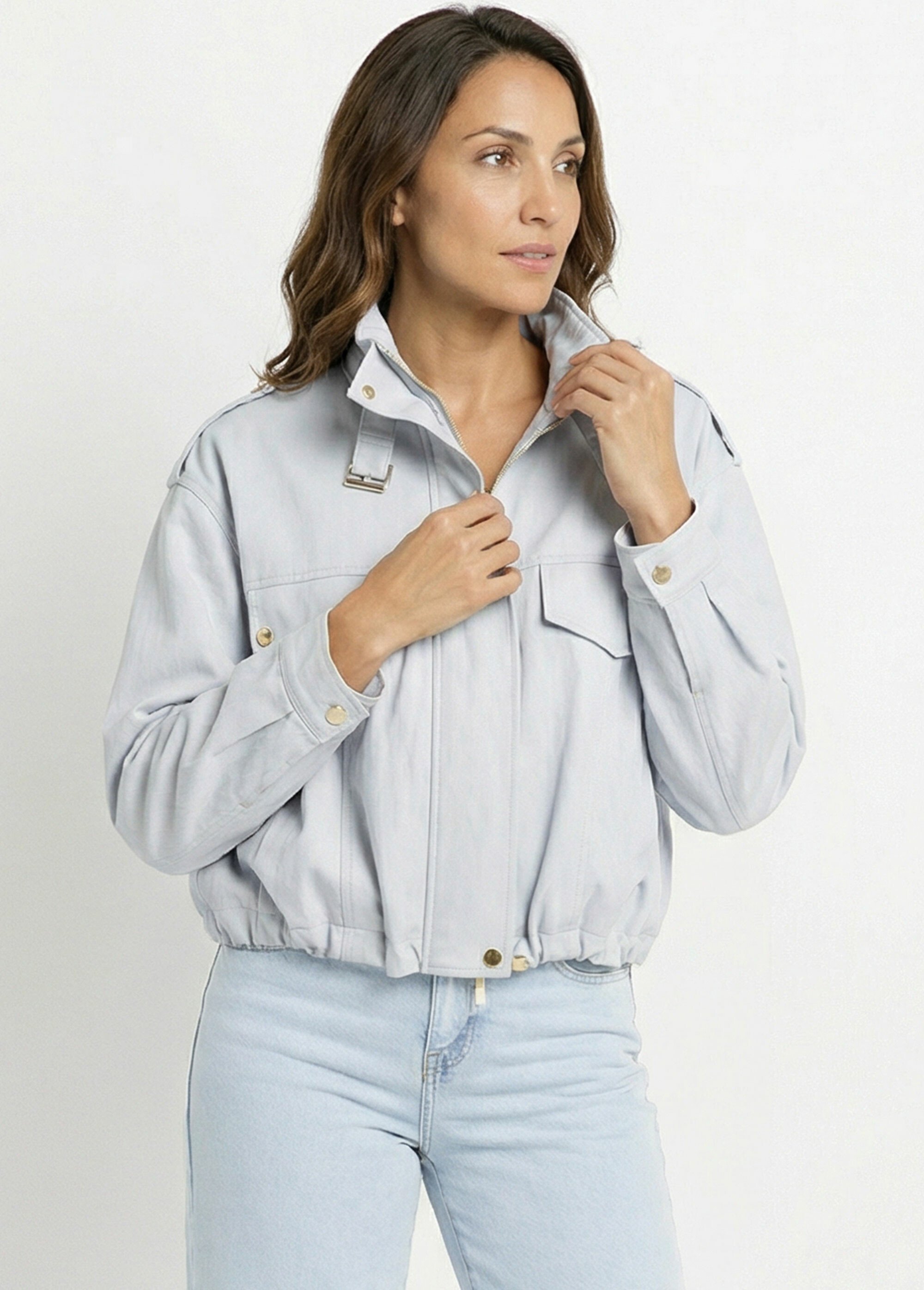 Blouson motard en simili cuir pastel