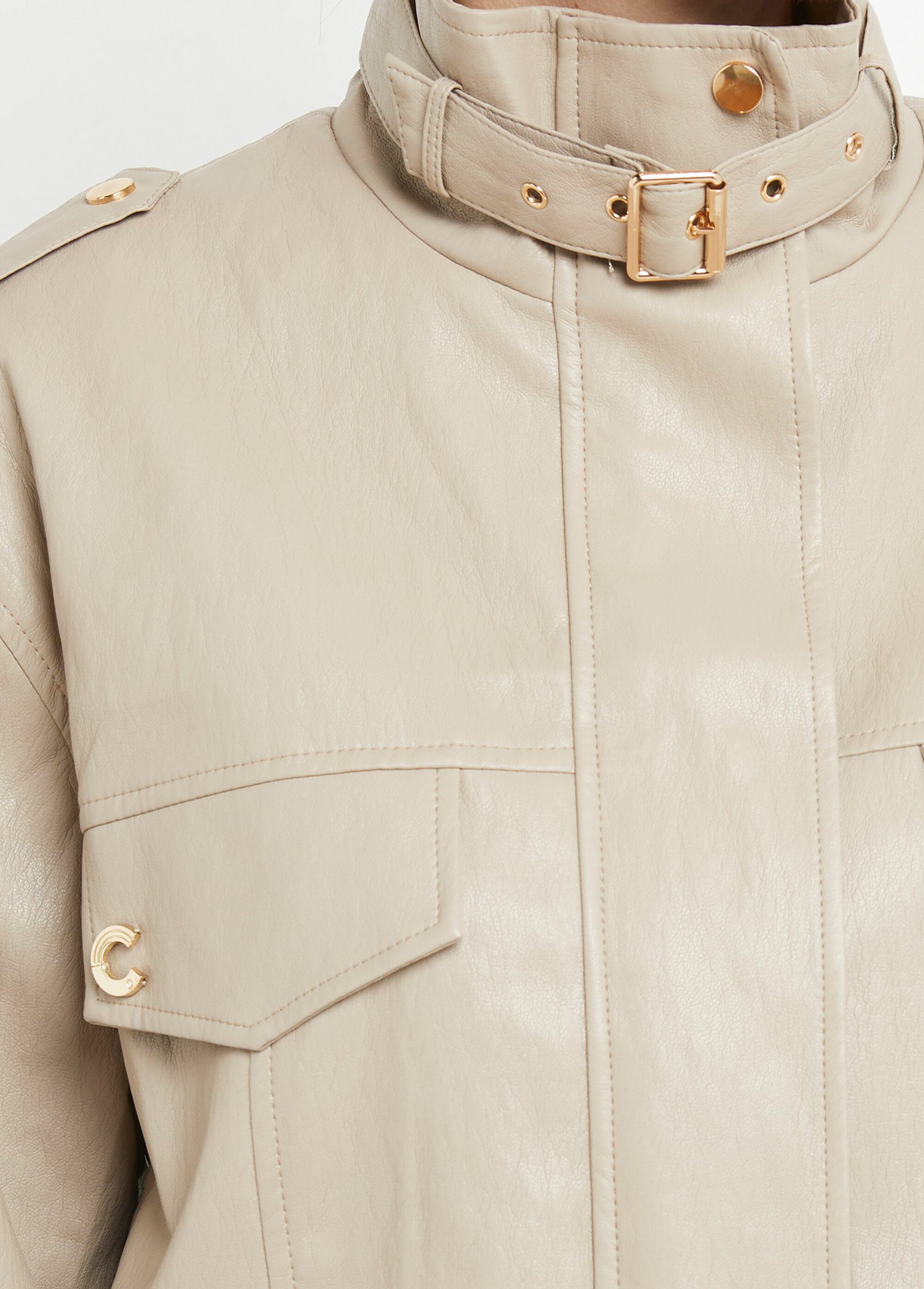 Blouson motard en simili cuir pastel