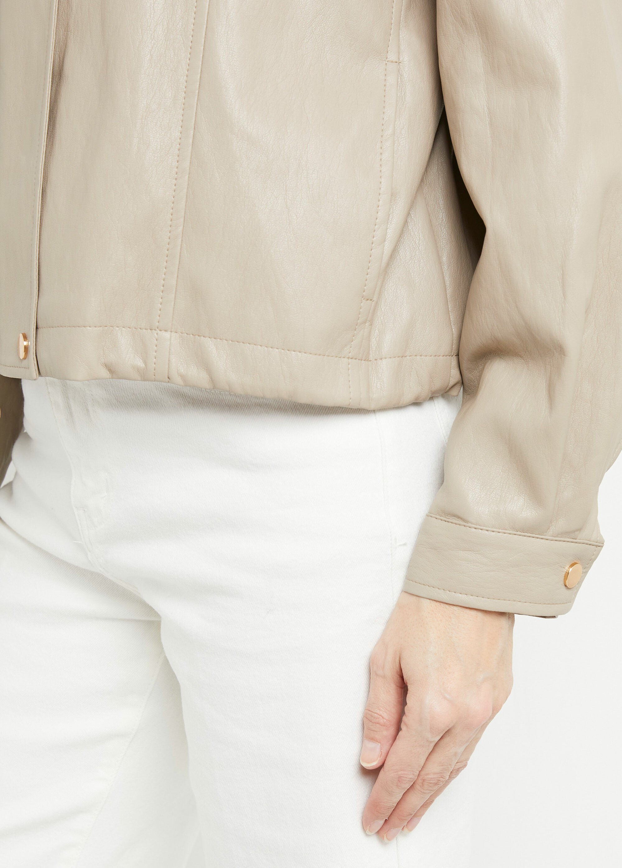 Blouson motard en simili cuir pastel Femme Beige SFT-S6216 DE2