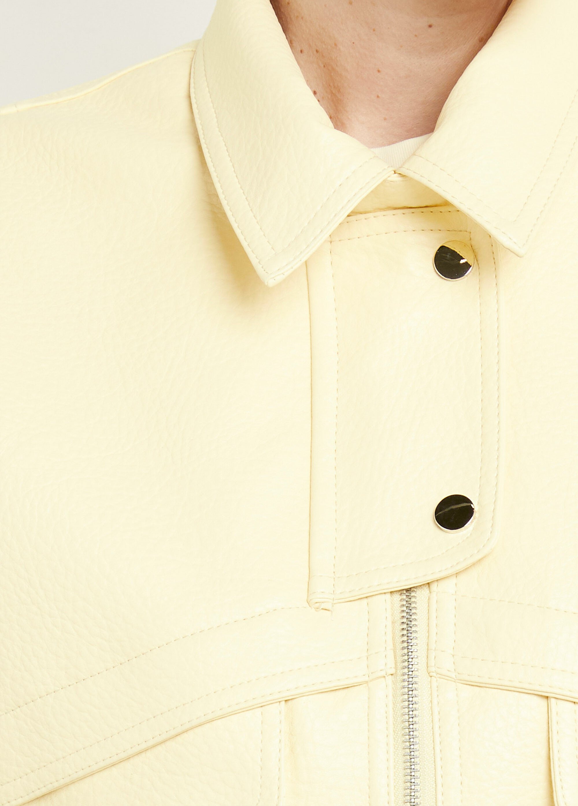 Blouson simili cuir, taille élastiquée Femme Jaune SFT-S6202 DE1