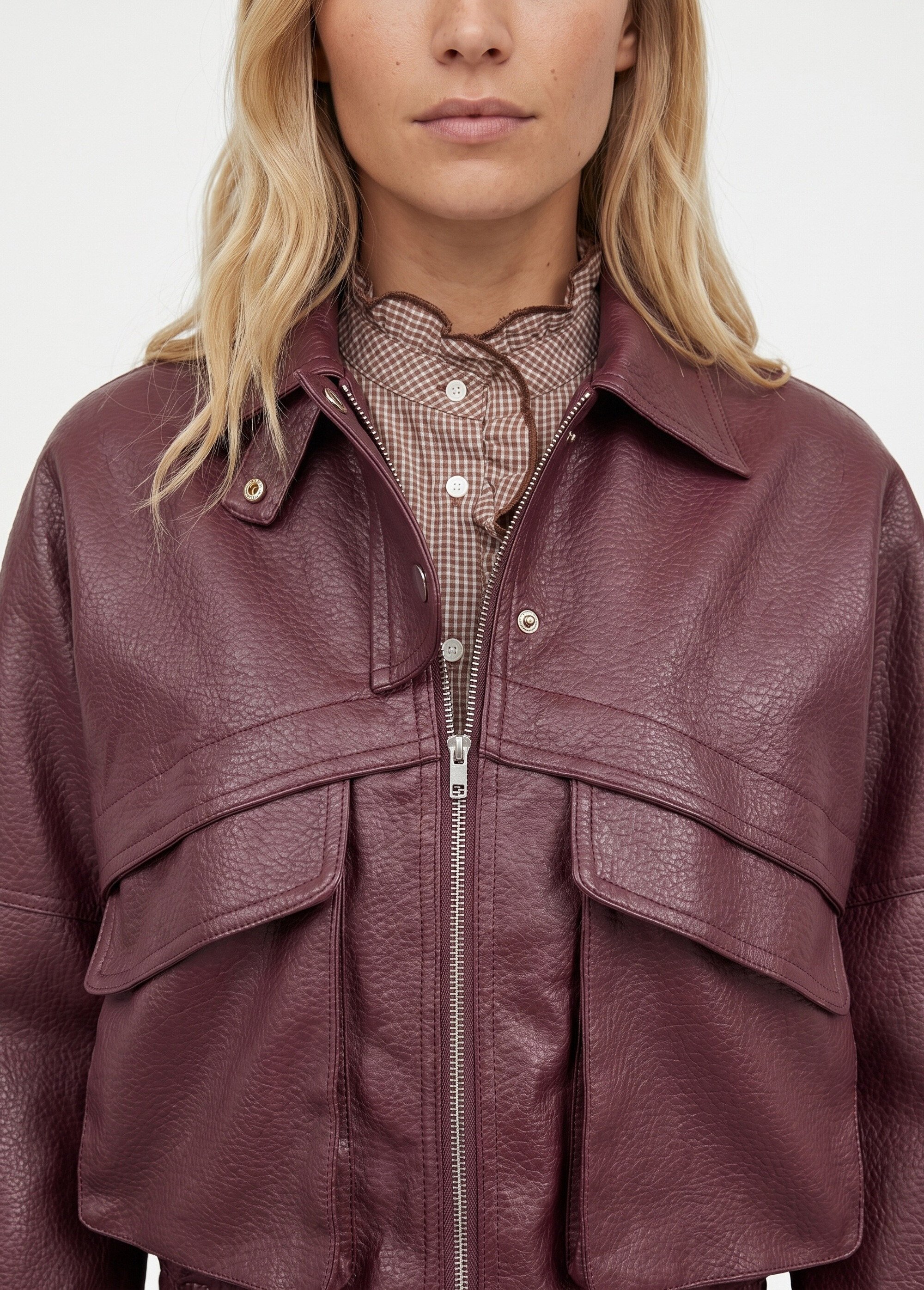 Blouson simili cuir, taille élastiquée