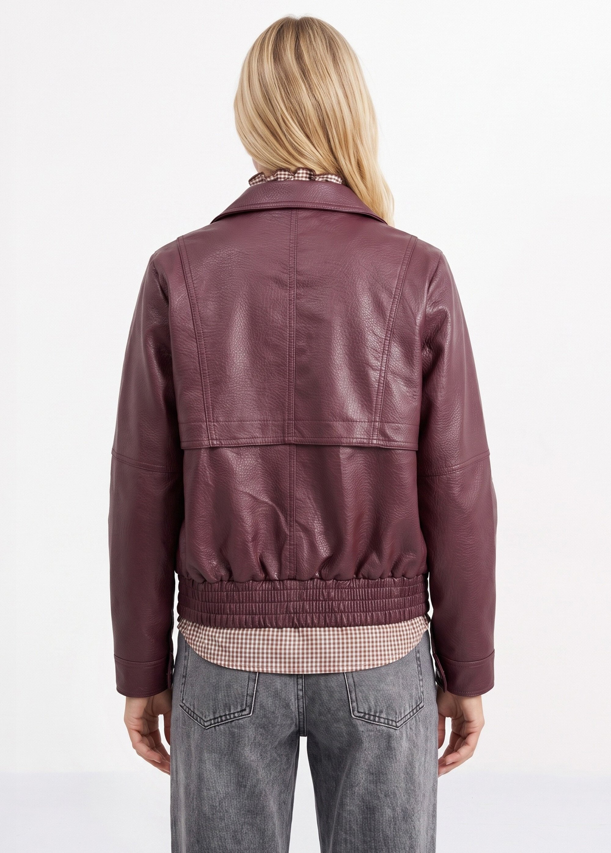 Blouson simili cuir, taille élastiquée